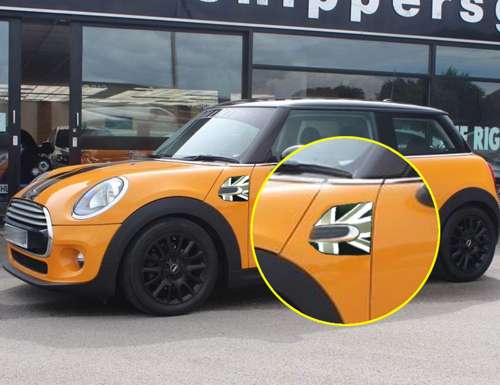Xotic Tech Union Jack Decal Stickers for Mini Cooper F55/F56, Black Vinyl Replacement Fender Scuttles