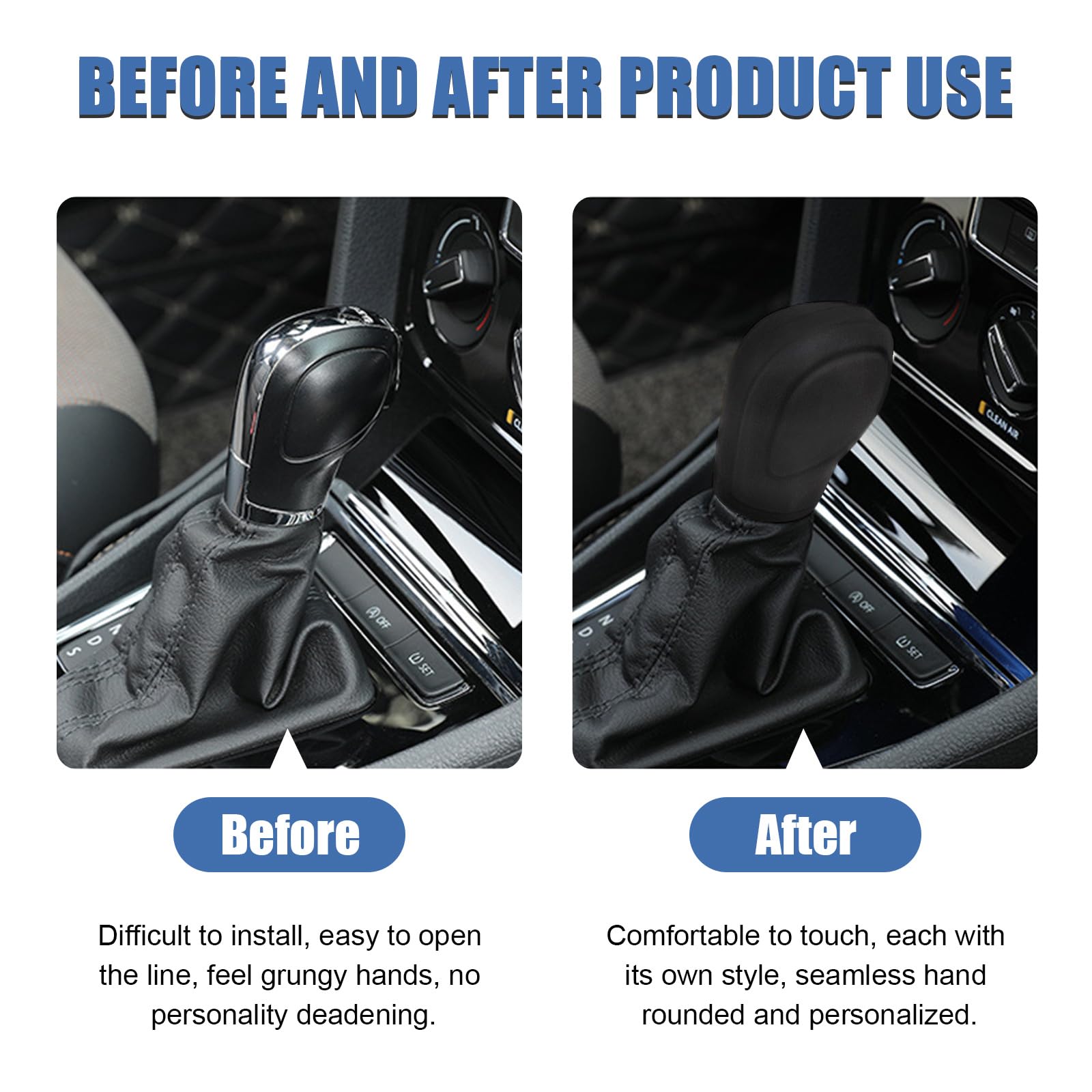Ziciner 2PCS Car Gear Shift Knob Cover, Elastic Silicone Car Automatic Shift Protect Accessories, Anti-Slip Auto Knob Gear Stick