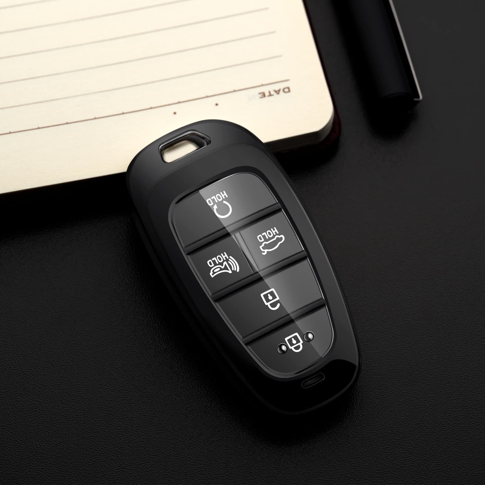 Tengare Car Key Fob Cover Keychain Holder Protector Case Automotive Accessories Black