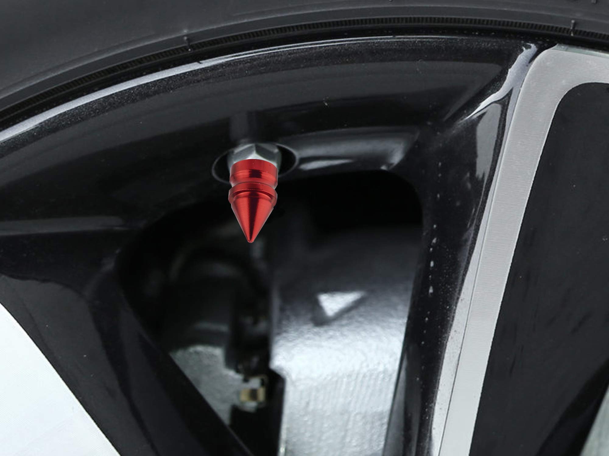 Abfer Tire Valve Caps Car Air Pressure Stem Cap Aluminum Spike Rim Dust Cover Decoration Accessories Fit Most Vehicle Bike Suv T