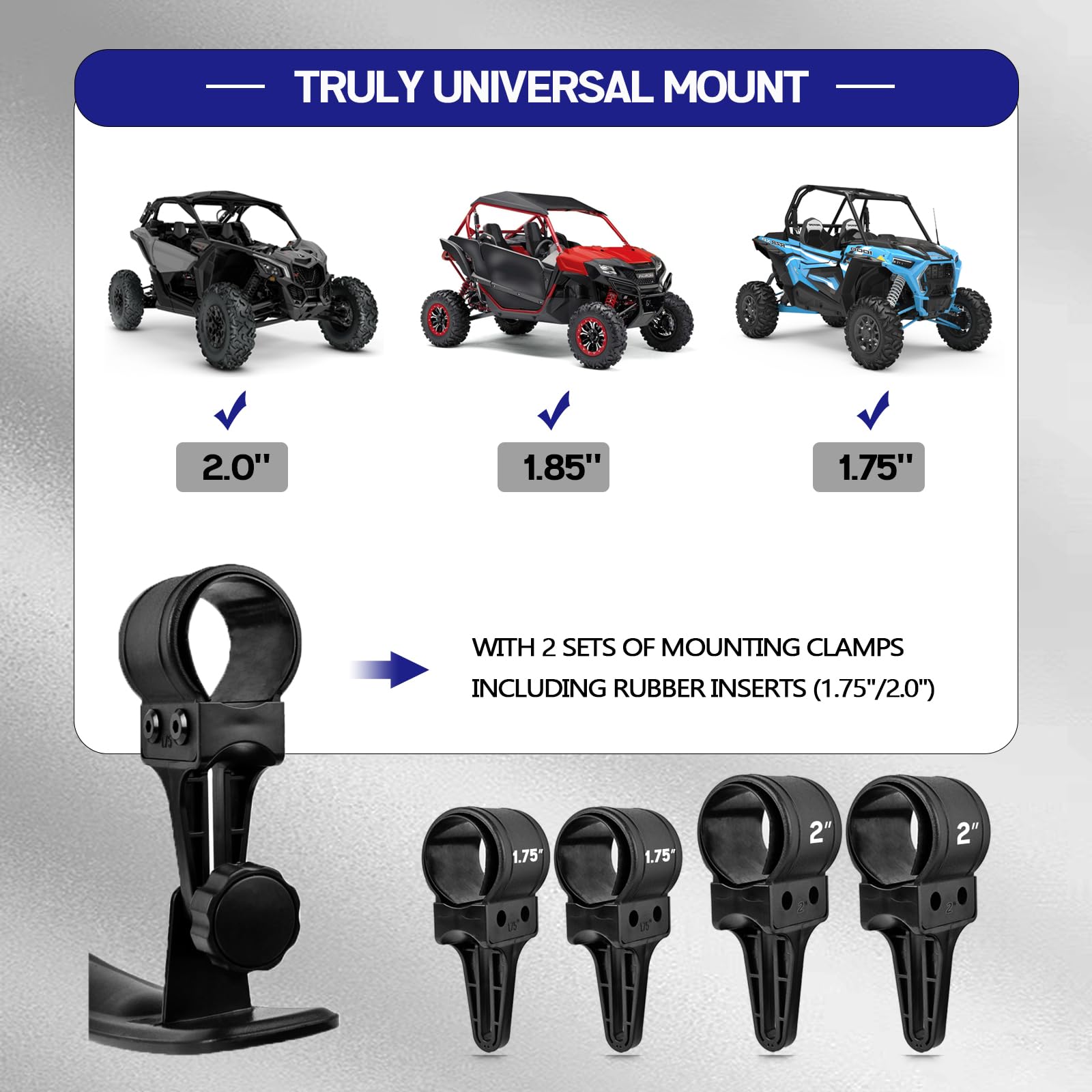 UNIGT 16.5'' Ultra View UTV RearView Mirrors with 1.75-2.0'' Clamps Compatible with Polaris RZR 800 900 1000 Turbo, Can Am Maver