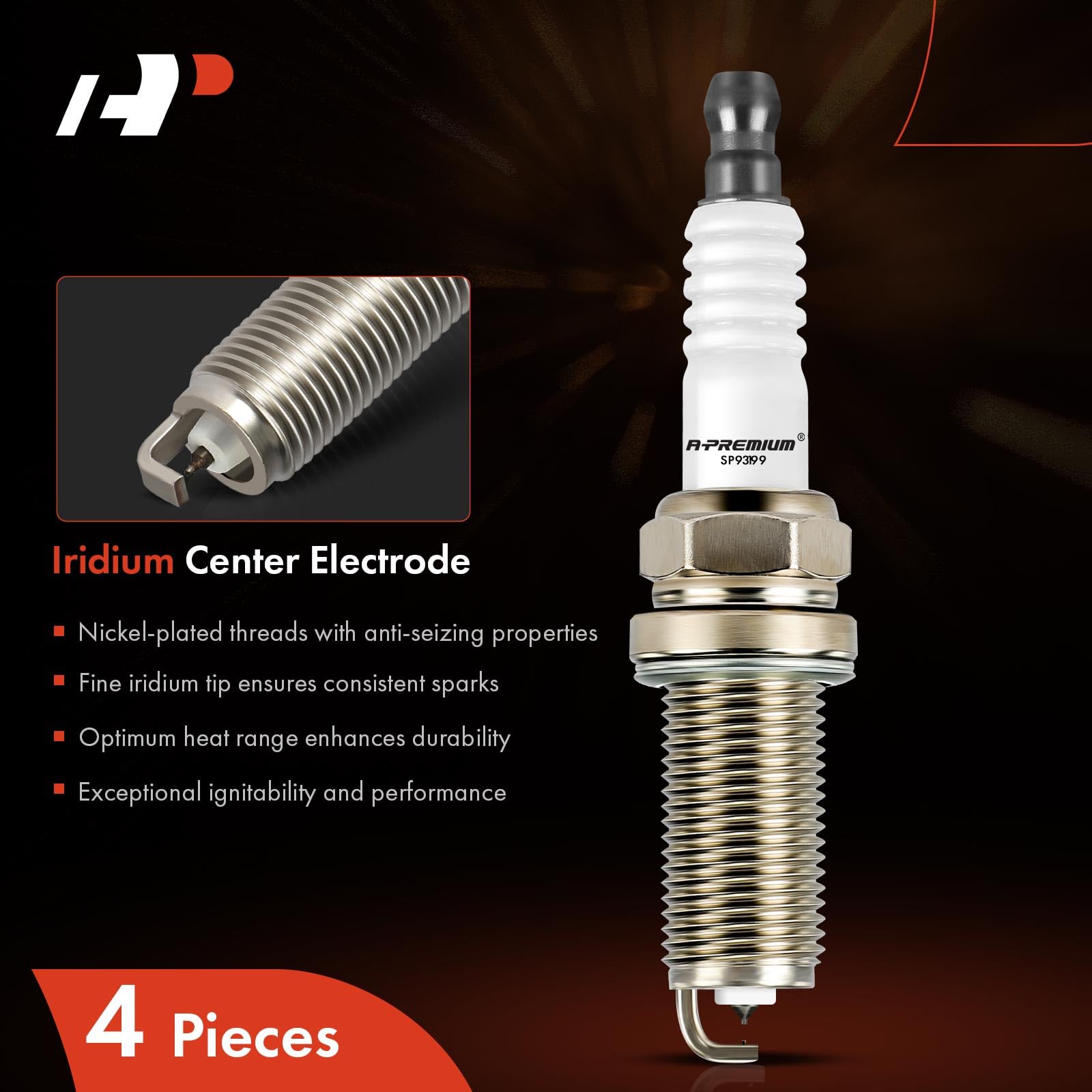 A-Premium Double Iridium Spark Plugs Compatible with Hyundai Sonata 2011-2014, Santa Fe Sport 2013-2015, Tucson 2014-2015 & Kia
