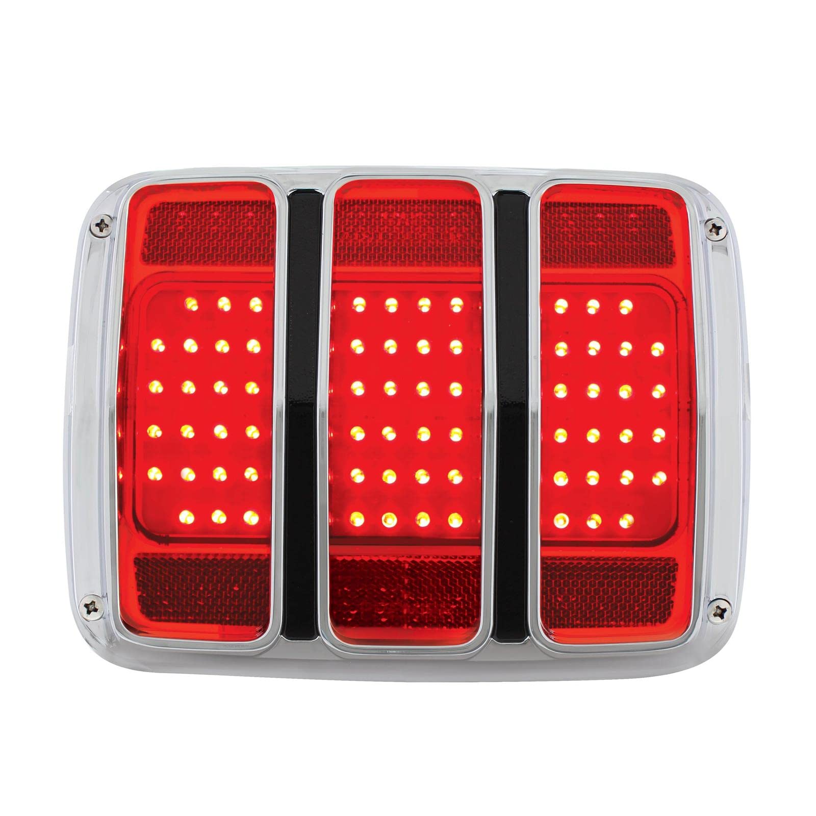United Pacific 68 Led Tail Light W/Chrome Housing & Rim For 1964.5-66 Ford Mustang