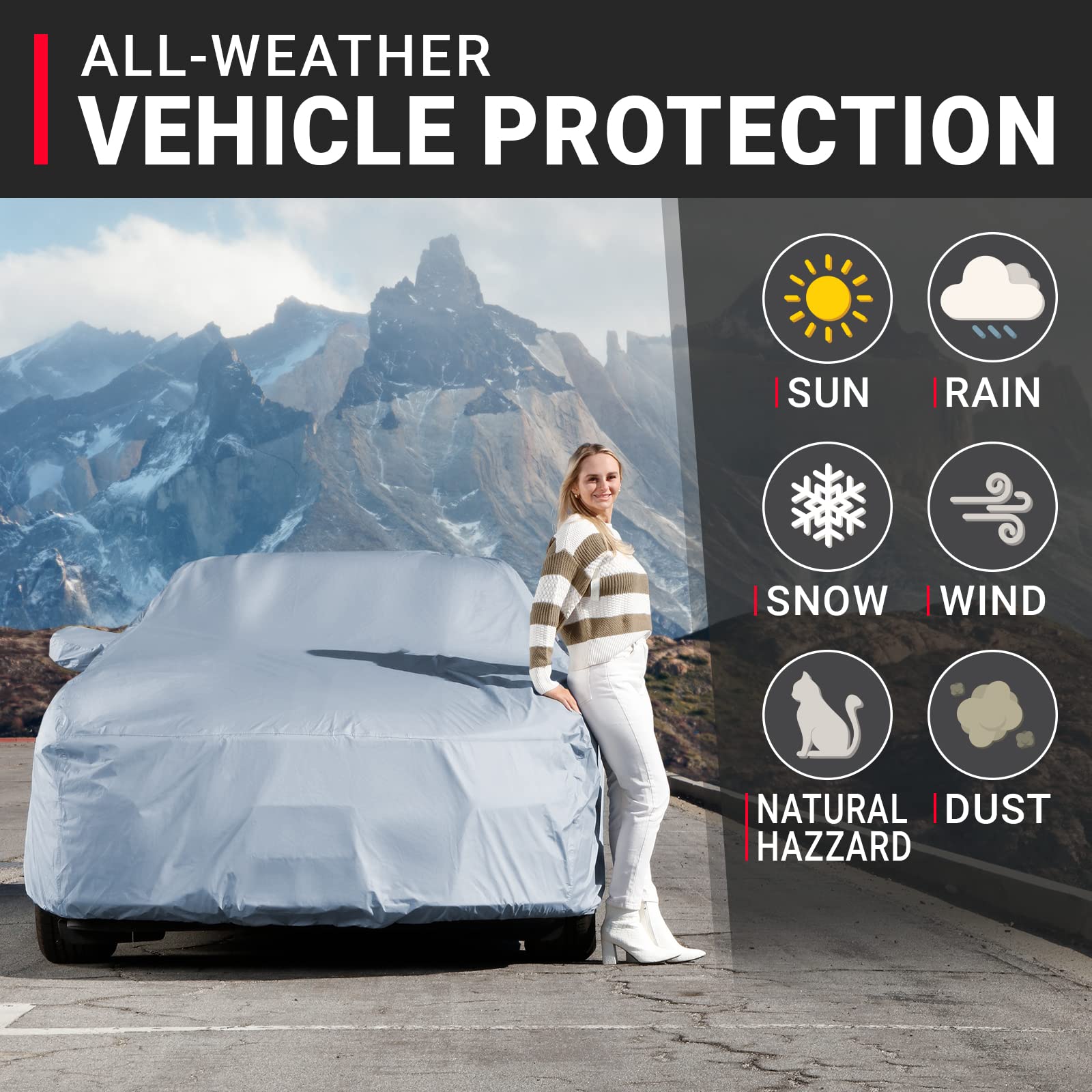 iCarCover 15-Layer Car Cover Waterproof All Weather | Premium Quality Car Covers for Automobiles, UV Protection, Saab 9-3, Benz
