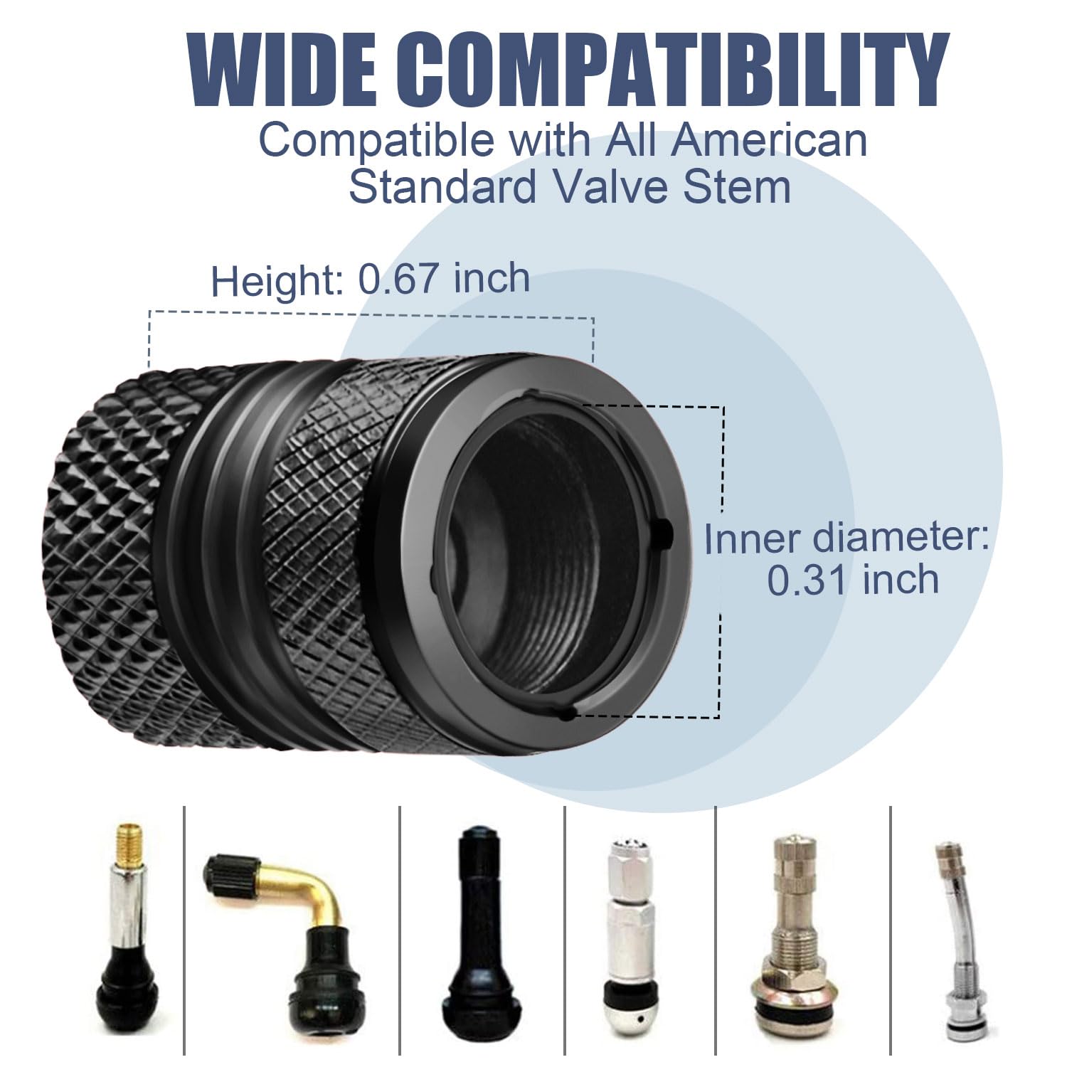 Tire Valve Stem Caps - 4 Pack Anti-Corrosion Premium Anodized Alloy Tyre Air Valve Caps American Flag For Car Suv Bike Black