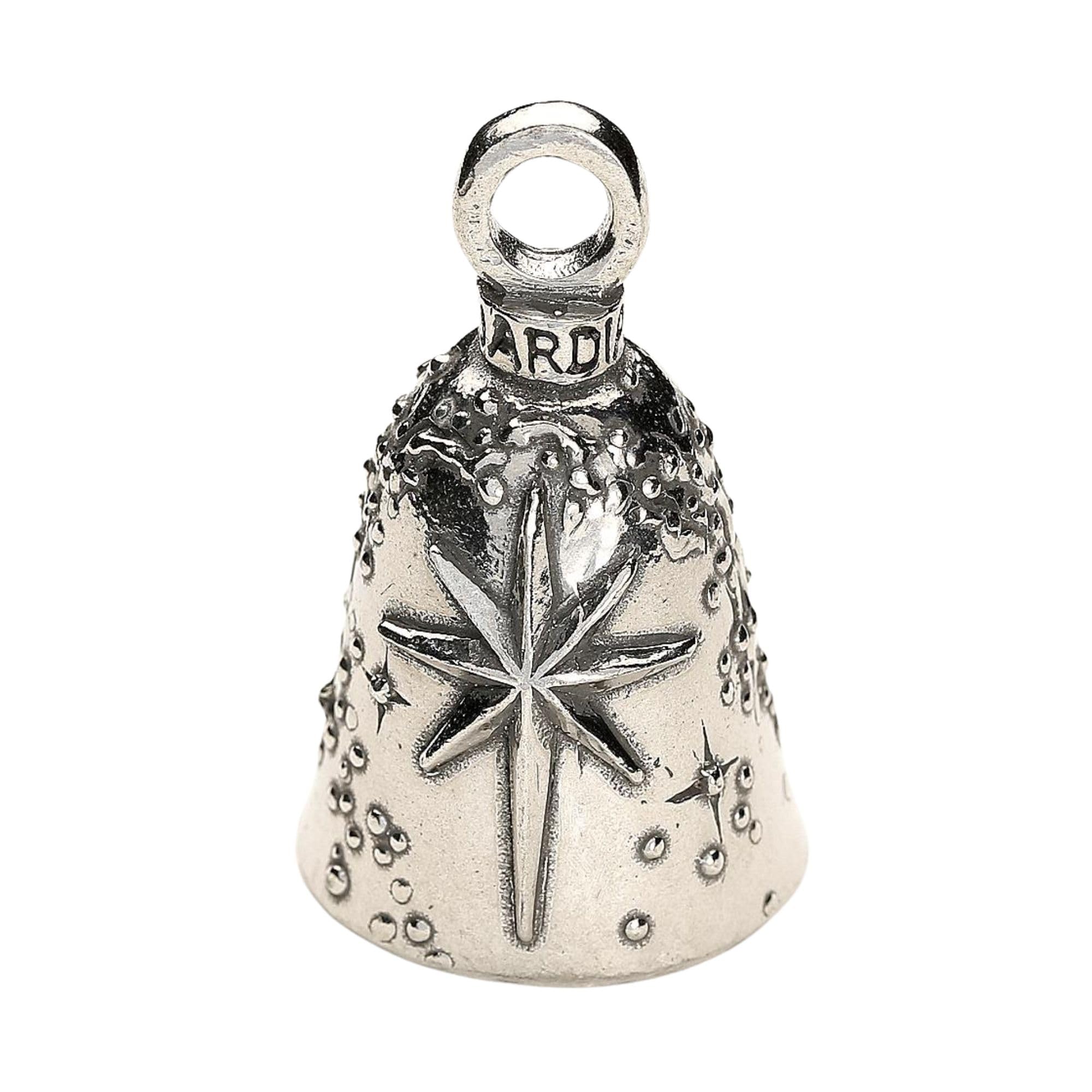 Guardian Bell North Star Good Luck Bell w/Keyring & Black Velvet Gift Bag | Motorcycle Bell | Lead-Free Pewter | Good Luck Gift 