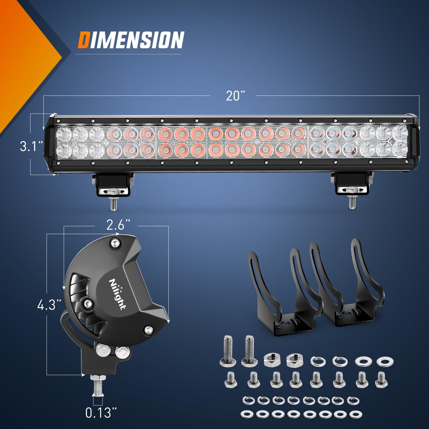 Nilight 20 Inch LED Light Bar 126W Spot Flood Combo, Purple, Model 60215S-P, Off Road Lamp for Trucks, UTV, Van, Boat, Tractor