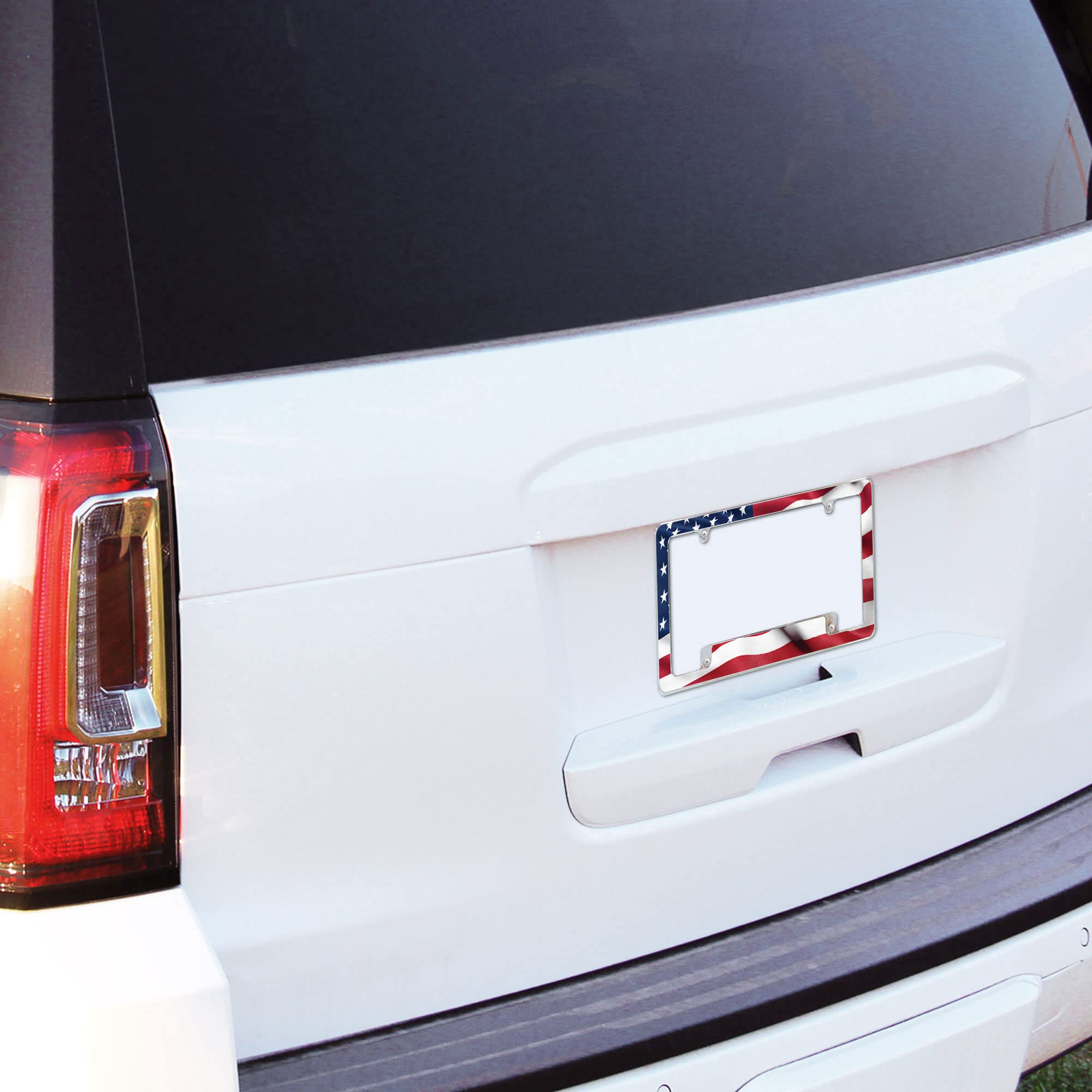 Rico Industries USA Flag All Over Automotive License Plate Frame for Car/Truck/SUV (12 x 6)