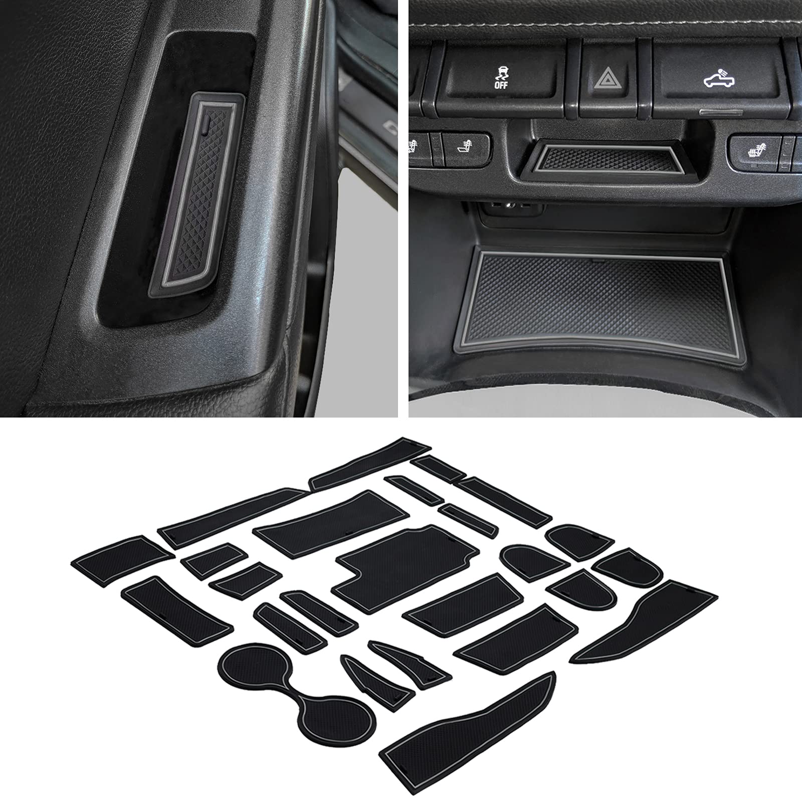 Jdmcar Custom Liner Accessories Compatible With Chevy Colorado/Gmc Canyon 2015-2021 2022, Cup Holder, Door Pocket, And Center Console Insert Mat Kit 26-Pc Set (Crew Cab, Gray Trim)
