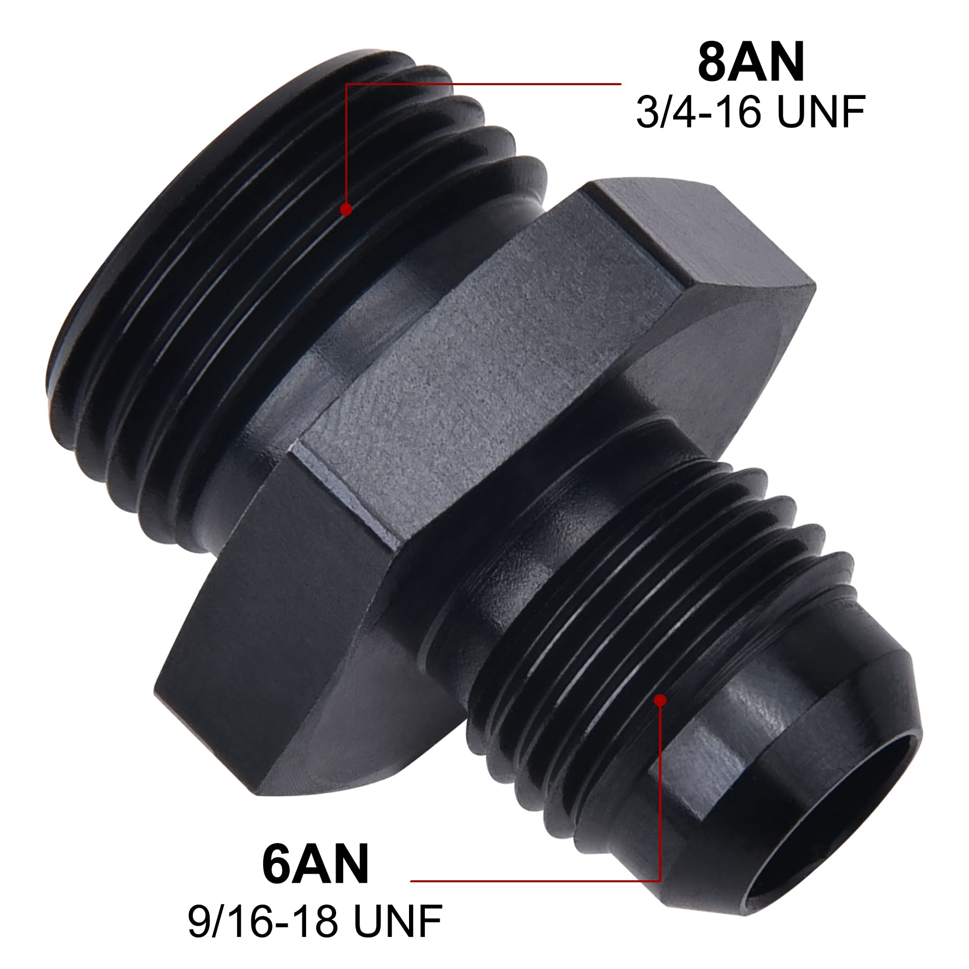 Evil Energy 6An Flare To An8 Orb Male O-Ring Fitting Adapter 2Pcs