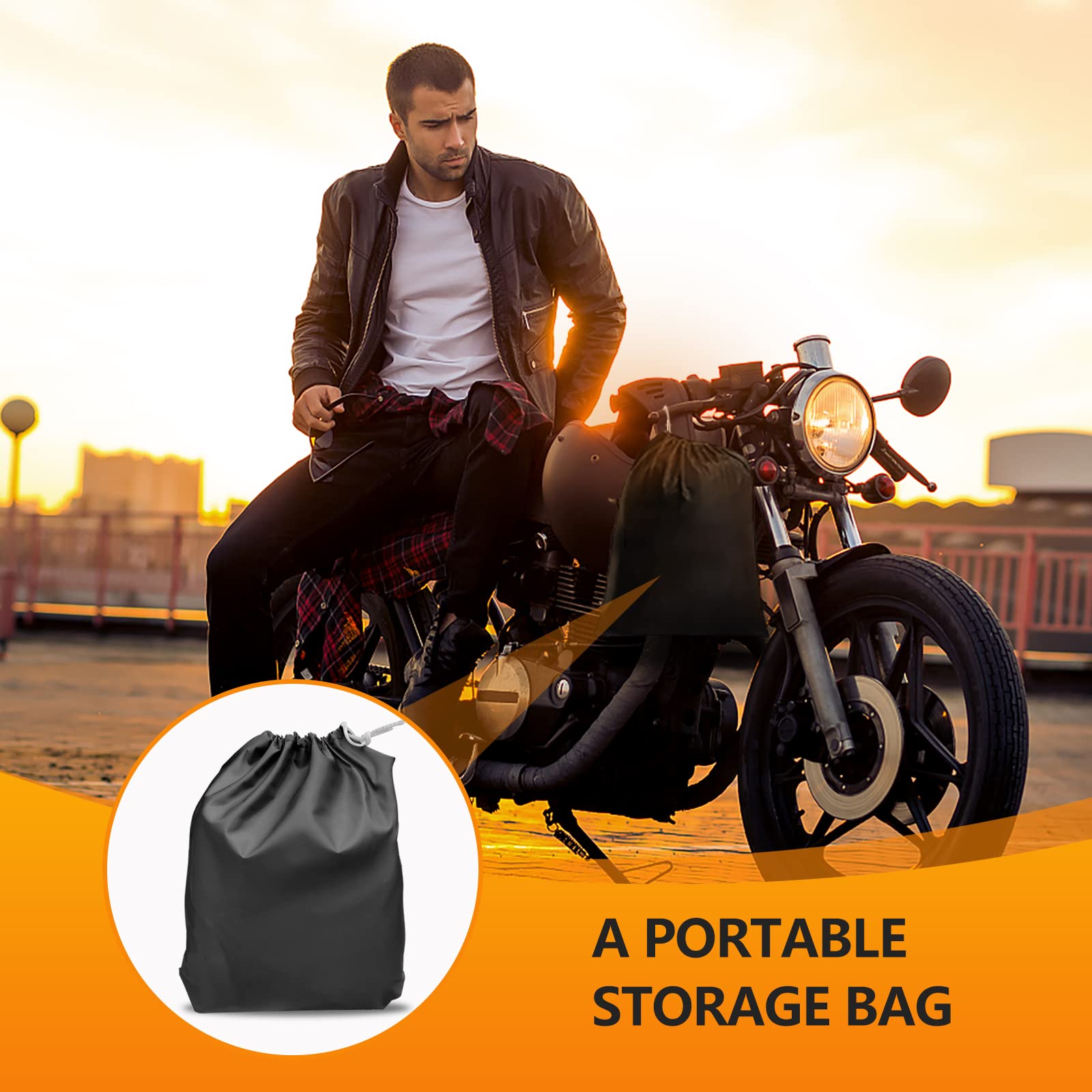 Romgtnn Universal Motorcycle Cover Waterproof Outdoor Storage All Weather Rain Snow Sun Winter All Season Durable With Lockholes Black Oxford 108 Extra Large Harley Davidson Heavy Duty Touring Cover