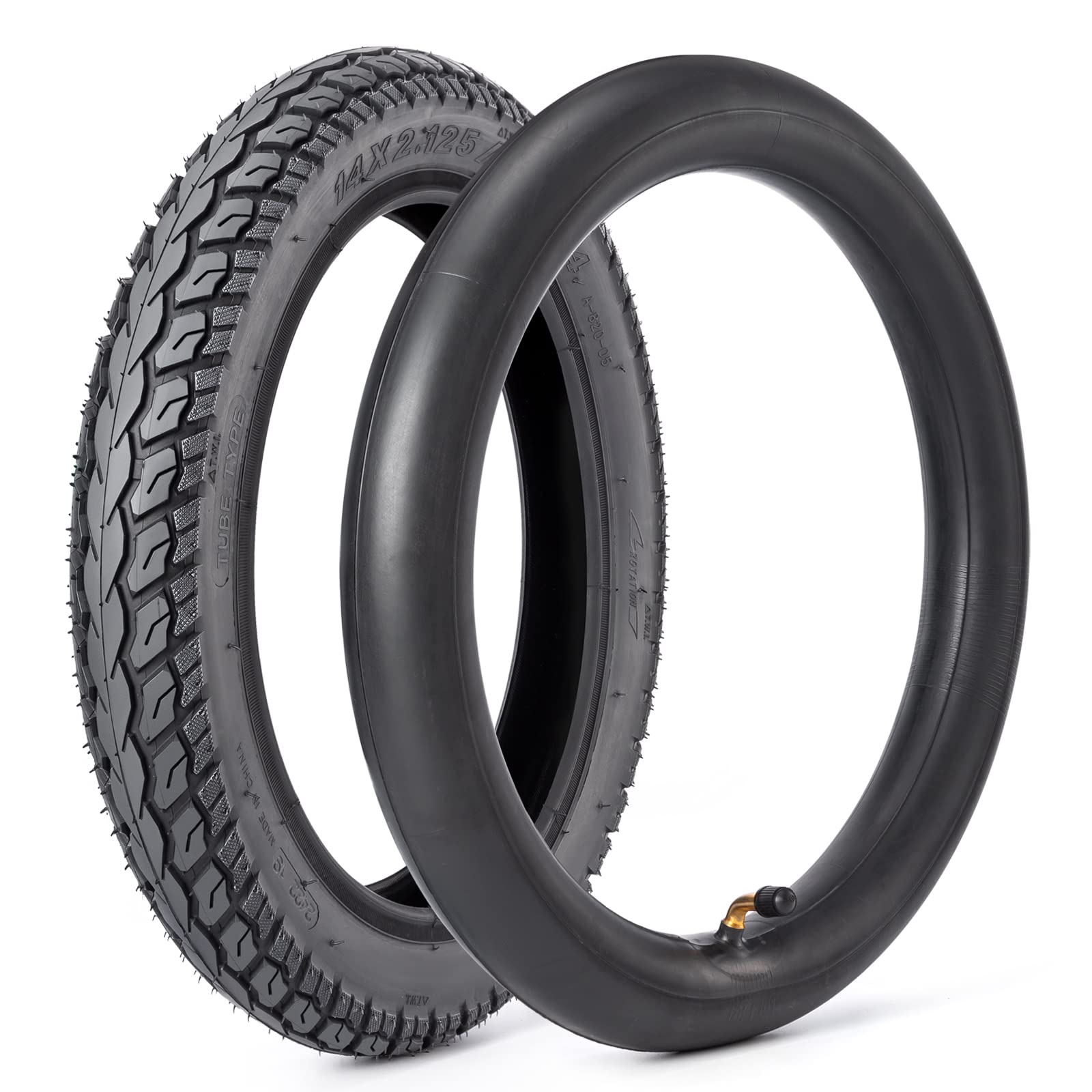 Heavy-Duty 14 X 2.125 Tire And Tube Set 57-254 Electric Scooter Tire Tube With Angled Valve Stem 14 Inch Inflatable Tire For Rep