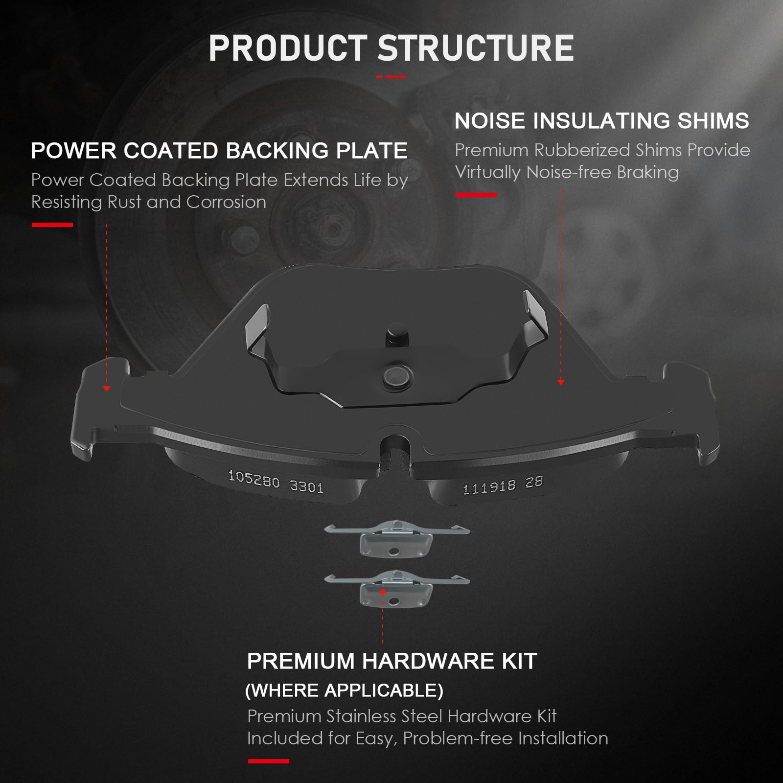Cciyu D918 D683 Front & Rear Disc Brake Pads Kit For Bmw 525I 525Xi 528I 528I Xdrive 528Xi 530I 530Xi 535I Xdrive 535Xi 8Pcs