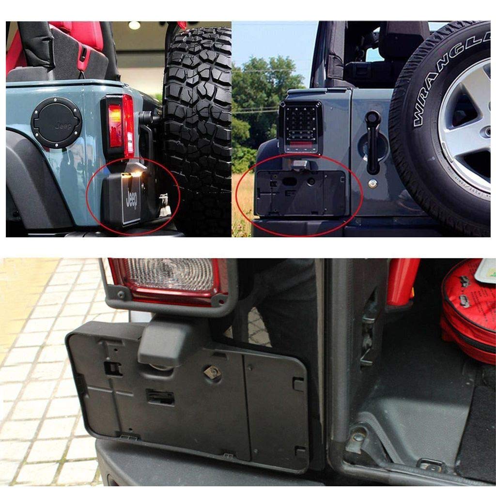 JeCar Fit for JK License Plate Holder Frame with Light Rear License Plate Mounting Bracket Compatible with 2007-2017 Jeep Wrangl