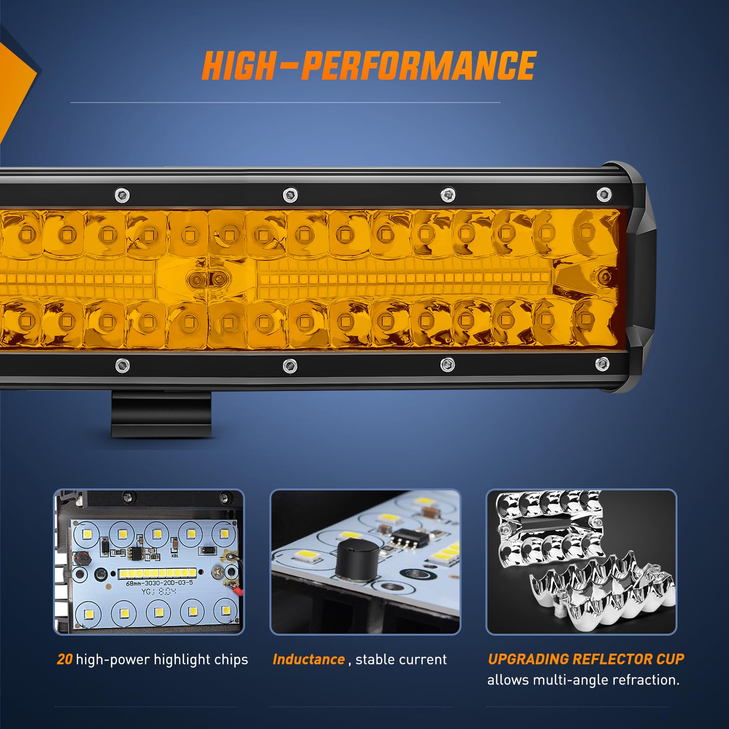 Nilight Led Light Bar 12 Inch Amber 300W Spot Flood Combo Waterproof Triple Rows Off Road Fog Light With 5Pin Rocker Switch Wiri