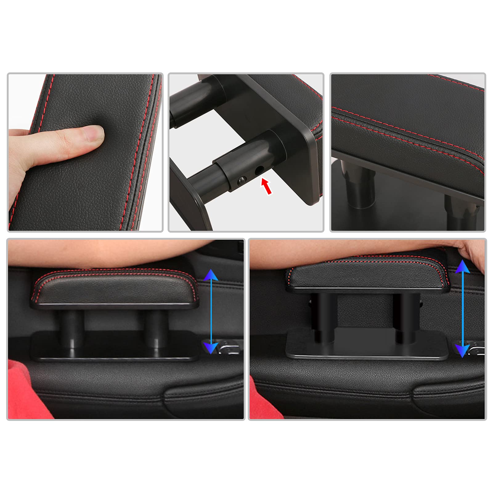 CDEFG Universal Armrest Support Pad - Adjustable Leather Elbow Rest for Driver & Passenger Side - Comfort Height Extender