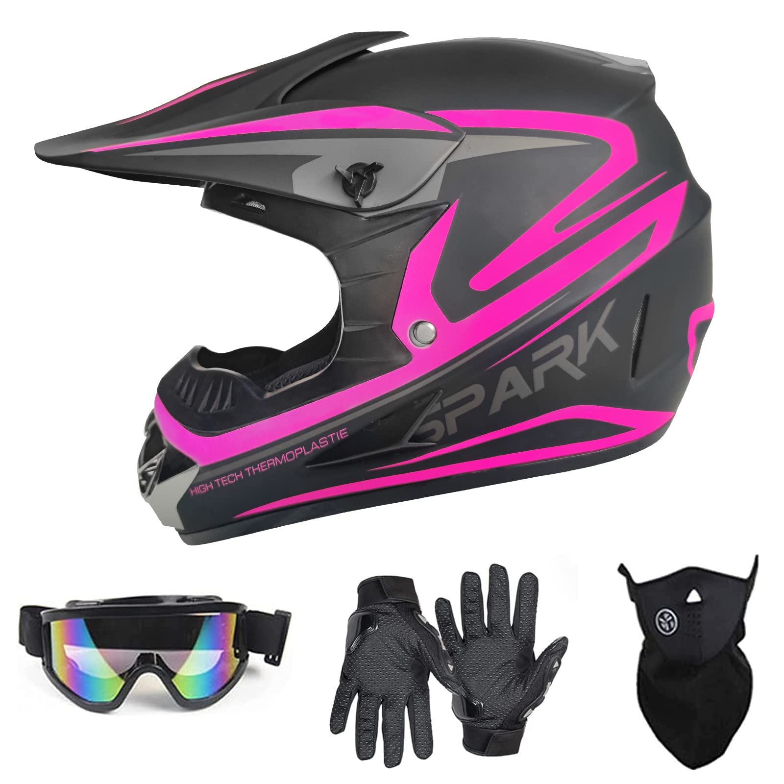 Youth Adult Anti-Collision Dirt Bike Helmet Trend Skull Atv Dot Approved Bmx Youth Helmet Suv Mask Goggles Gloves,Dirt Bike Down