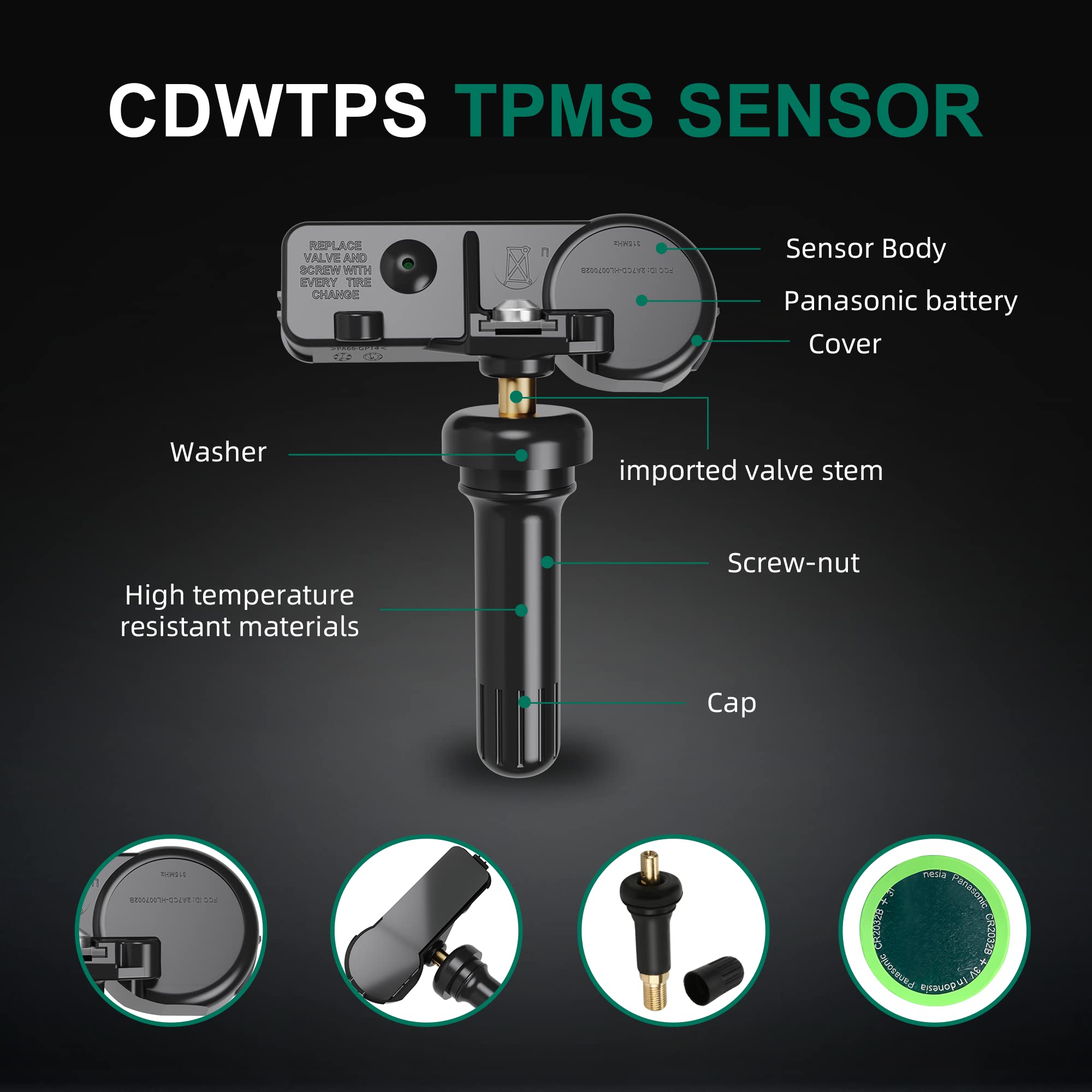Cdwtps 13586335 Gm Tire Pressure Sensor, 315Mhz Tire Pressure Monitoring System(Tpms) Sensor Replacement For Buick Gmc Chevy Cad