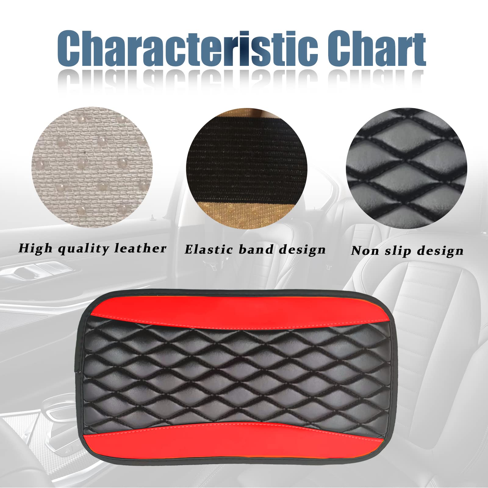 Car Center Console Cover, Universal Leather Waterproof Armrest Seat Box Cover Protector, Comfortable Car Decor Accessories Fit For Most Cars, Vehicles, Suvs-Red