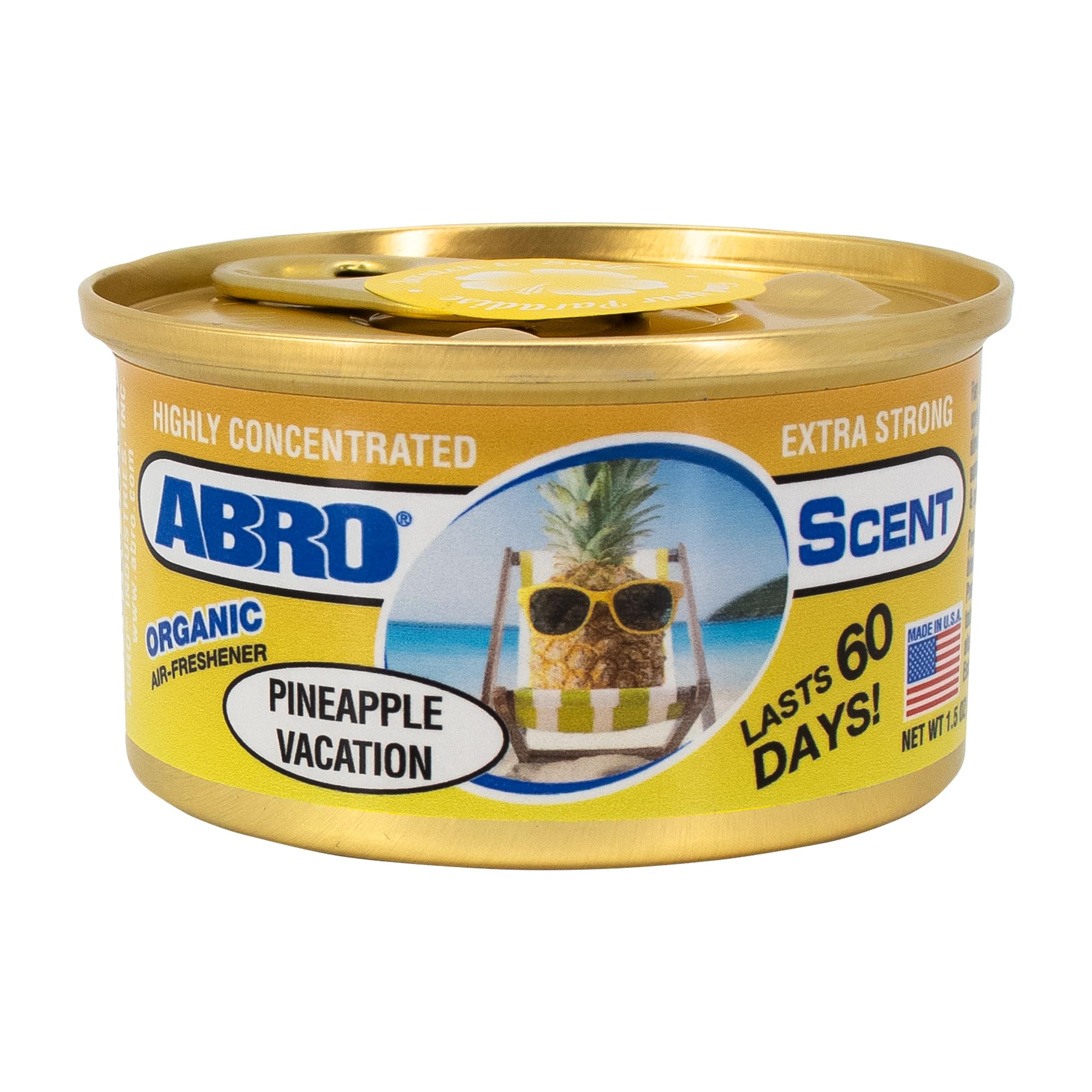 Abro Car Air Freshener Cans: Spill Proof Air Fresheners For Home, Office, Or Car Accessories, Lasts Up To 60 Days - 3 Pack Pinea