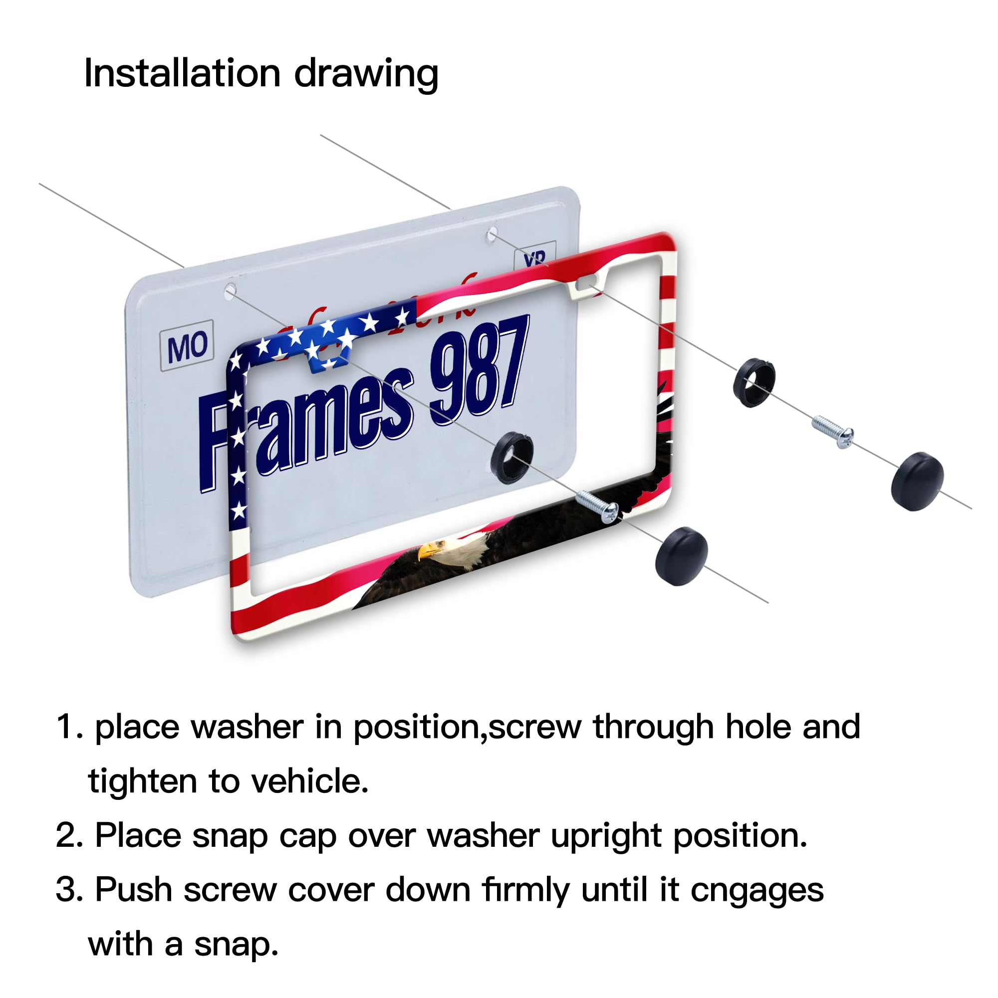 American Flag License Plate Frame American Flag License Plate Holder American Flag Eagle License Plate Frame Covers US Car Tag F
