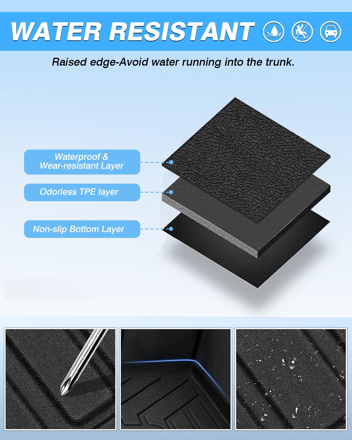 Powerty Trunk Mat For 2022-2024 2025 Toyota Corolla Cross Accessories Cargo Mats Tpe All Weather Cargo Liner Heavy-Duty Trunk Li