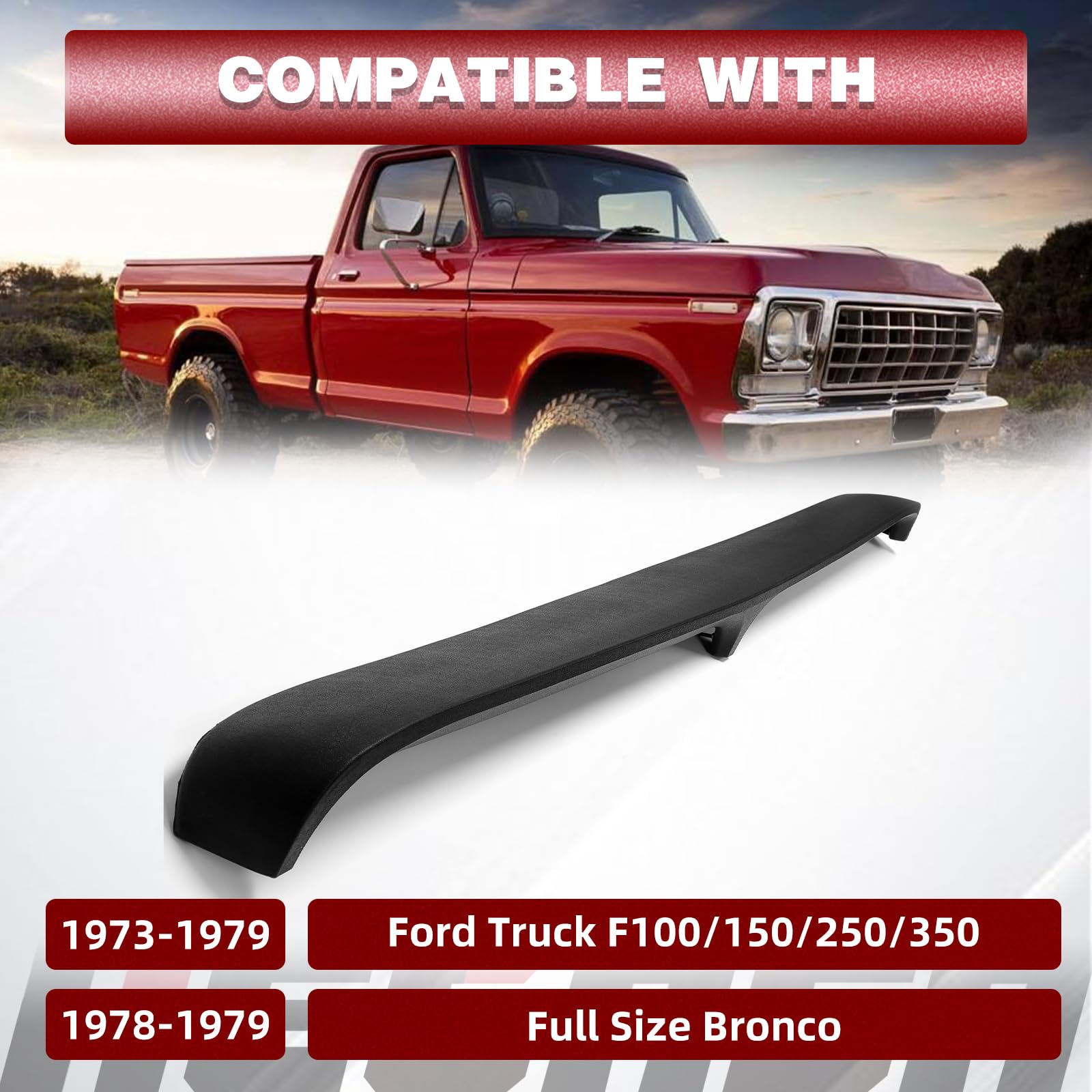 HECASA Dash Cover Pad for 1973-1979 Ford F100 F150 F250 F350 Bronco, Black, Model MO-257