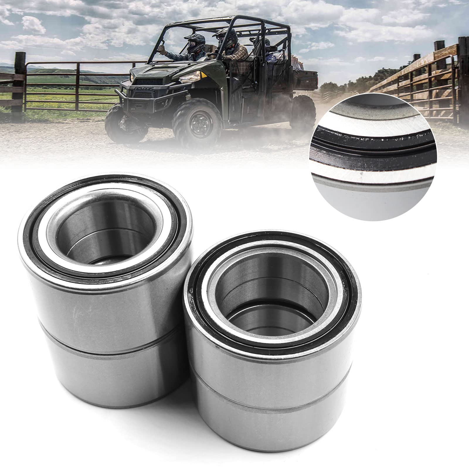 Nakuuly 3514699 3514635 Front And Rear Wheel Bearings Compatible With Polaris Ranger Rzr 800/Rzr S 800 2010-2014,Ranger 900 Xp/R