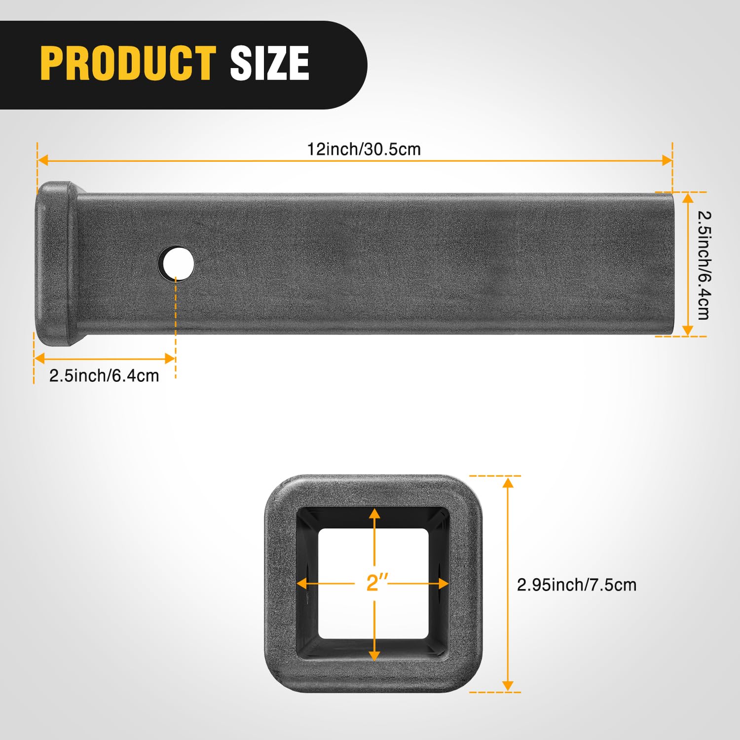 Nilight Hitch Adapter 2'' X 12'' Combo Bar Trailer Receiver Tube Weld-On Raw Steel Hitch Bar