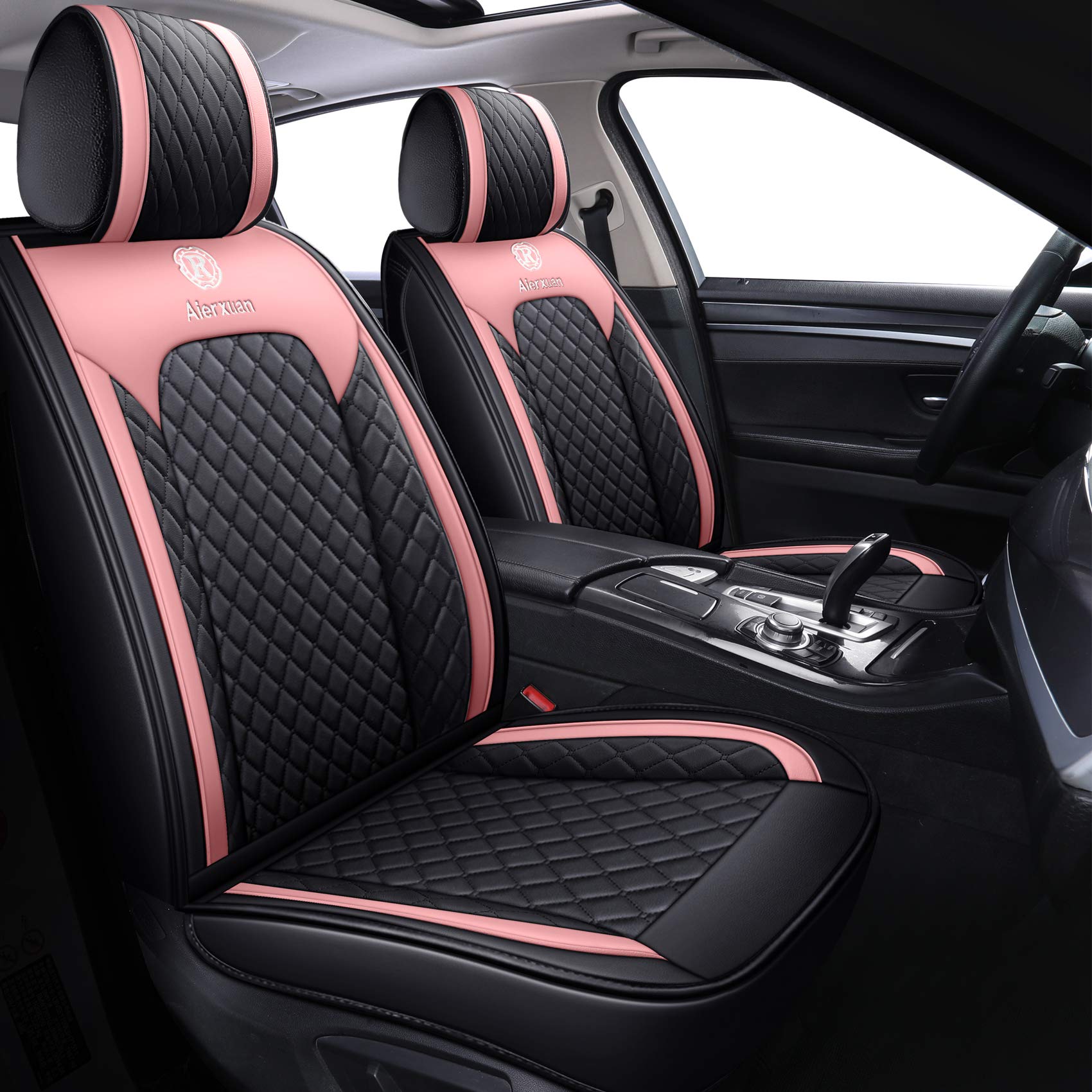 Aierxuan Girly Car Seat Covers For Women Gilrs Front Seat Leather Waterproof Cushions Universal Fit For Ford Edge Hyundai Azera