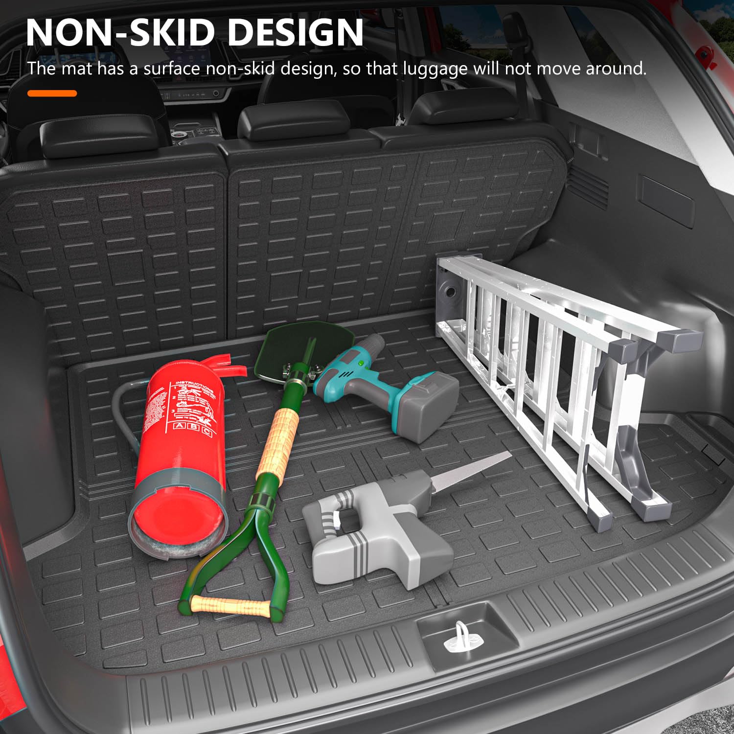 powoq Fuel & Hybrid Cargo Mat for 2023-2026 Kia Sportage, TPE, Trunk Mat + Backrest Mat, Model KIASP01
