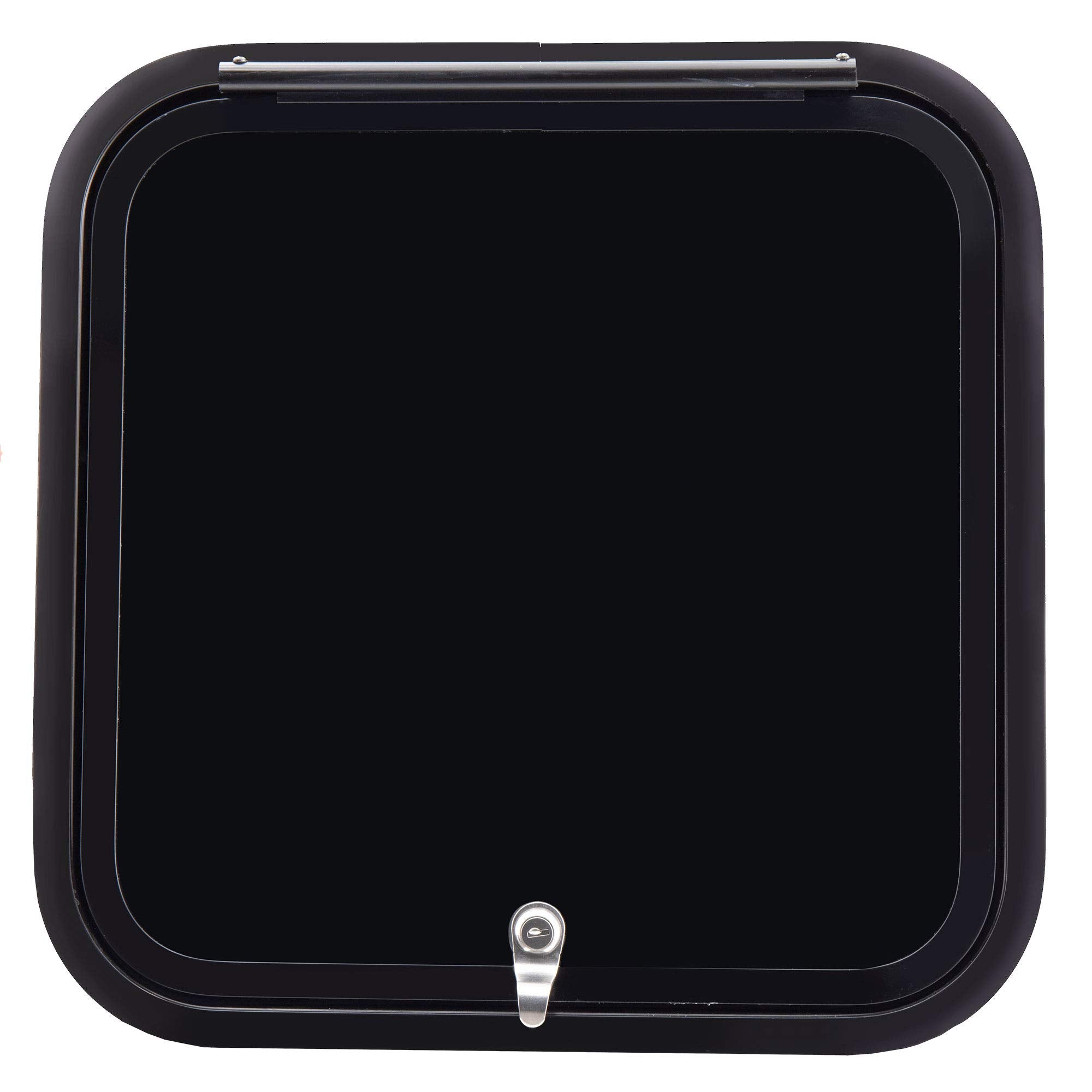 RecPro RV Baggage Door - Rounded Corners, Black Fiberglass, 18" H x 18" W, Model RP-600S-1818-BK, Made in America