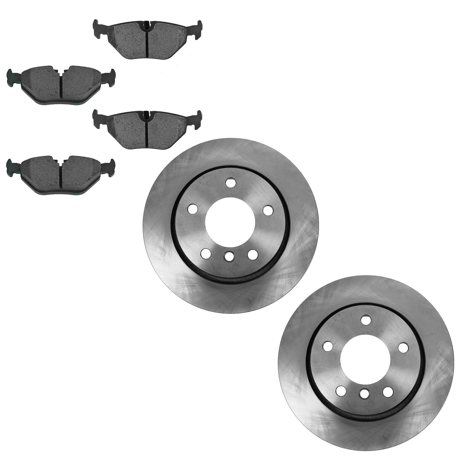 Trq Rear Brake Pad & Rotor Kit Brake Pads Brake Rotor Semi-Metallic Compatible With 2000 Bmw 323Ci 323I 328Ci 1999-2000 328I