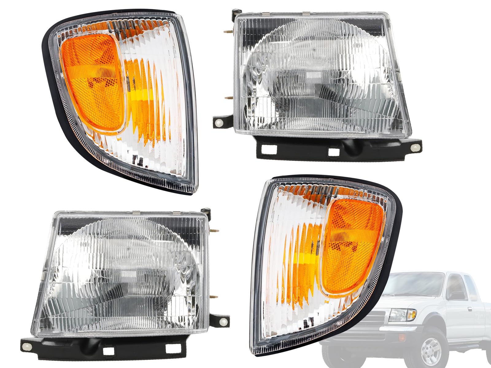 Auto Parts Avenue APA Replacement Head Light Corner Parking 1997-2000 Tacoma 2WD With PreRunner 1998-2000 4WD Combo SET