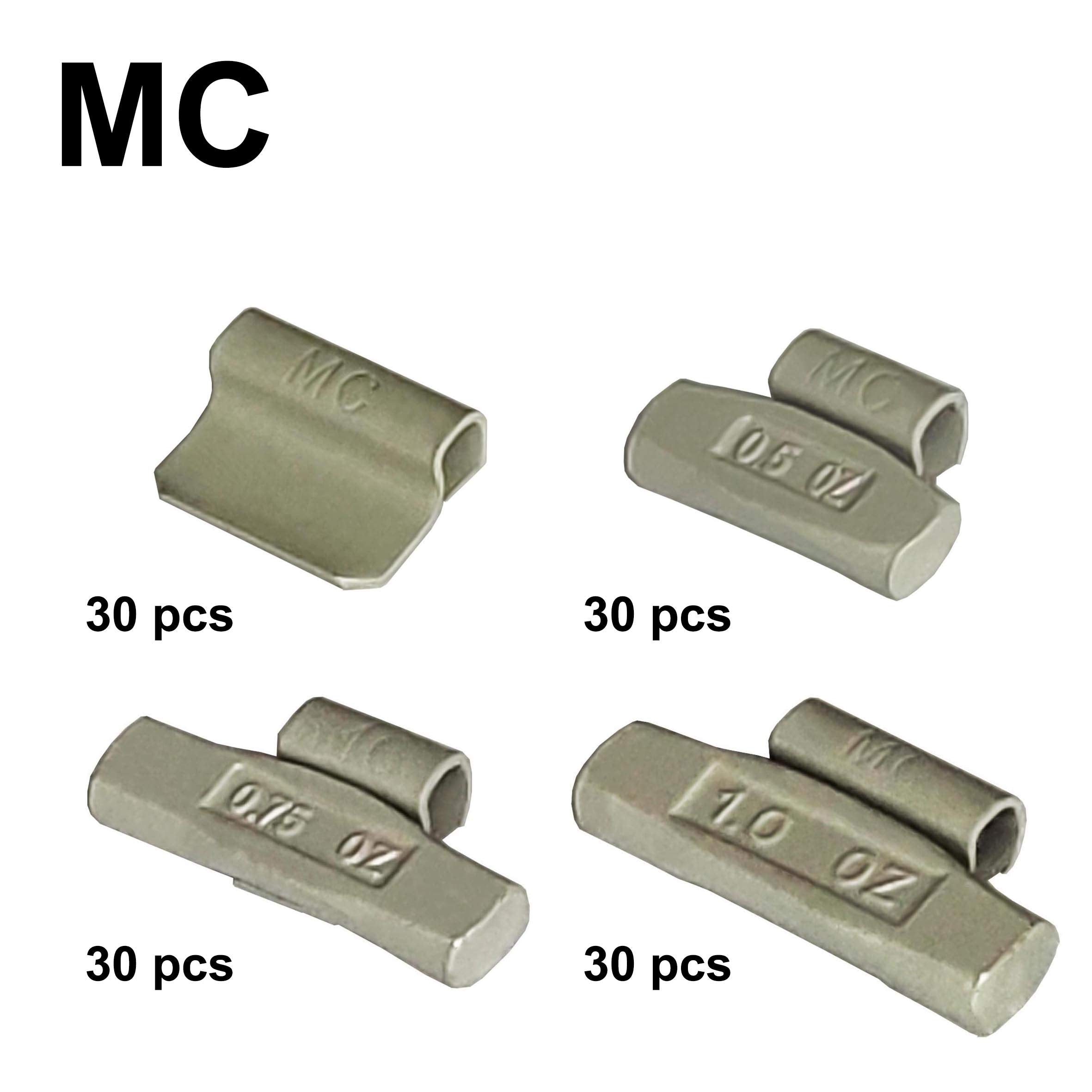 Zerint Mc-M120 Wheel Weight Kit Mc Style Grey 120Pcs/Kit: 1/4Oz, 1/2Oz, 3/4Oz, 1Oz 30Pcs Each