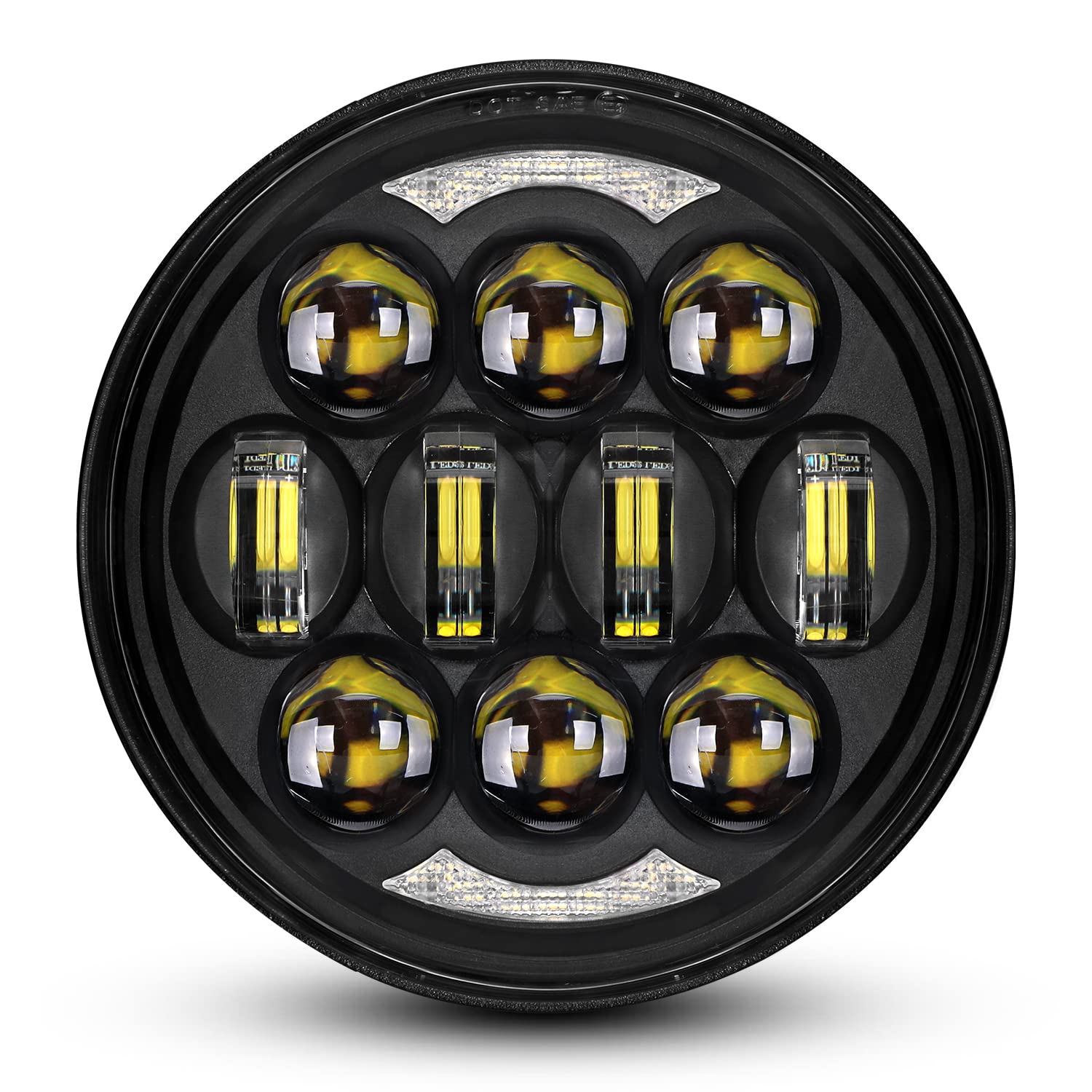 DOT Approved 80W 5-3/4'' 5.75'' Round LED Projection Headlight Compatible with Dyna Street Bob Super Wide Glide Low Rider Night 