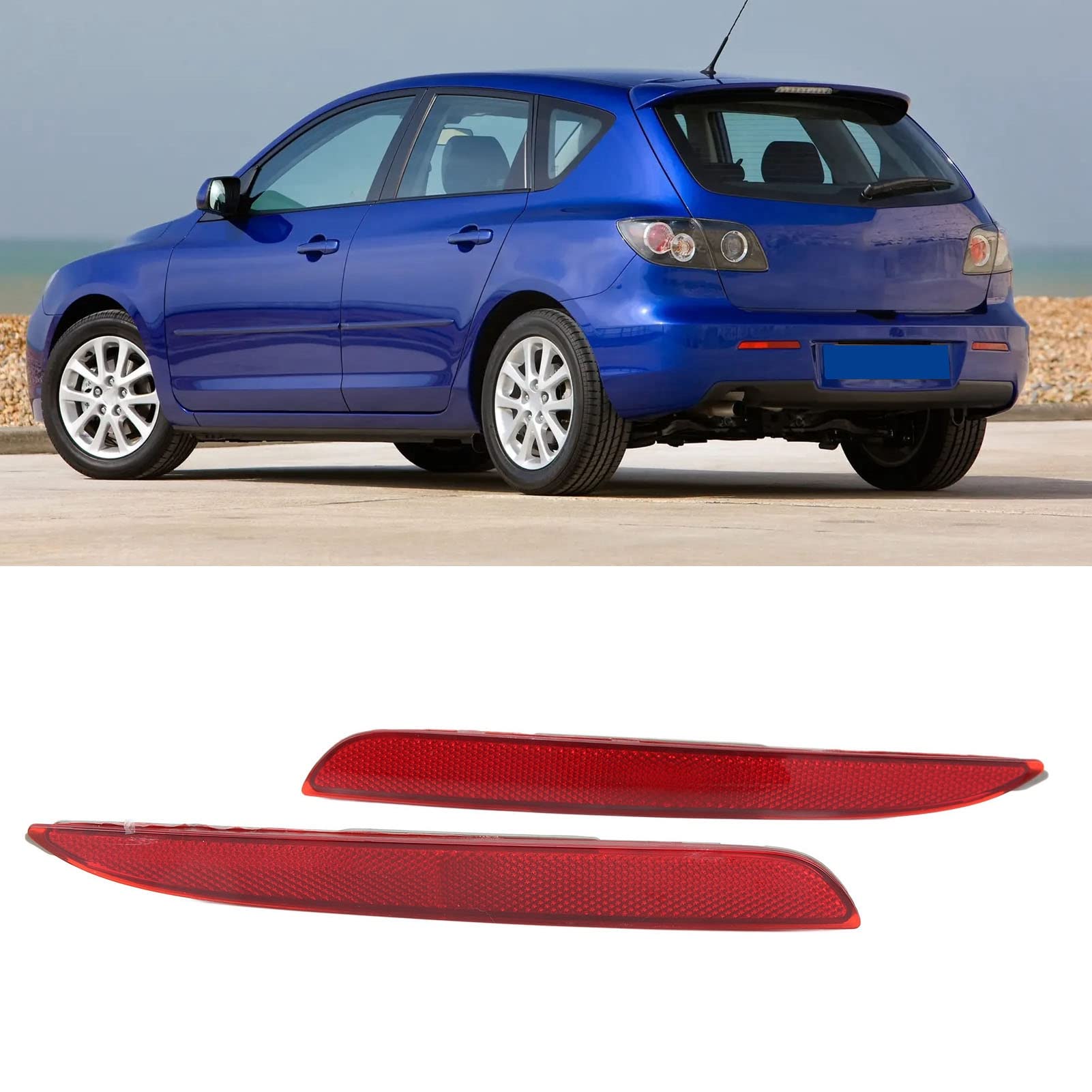 Rear Bumper Reflector Lamp 1 Pair Left Right Rear Bumper Reflector BFF4 51 5L0AF Tail Warning Light Replacement for Mazda 3 2008