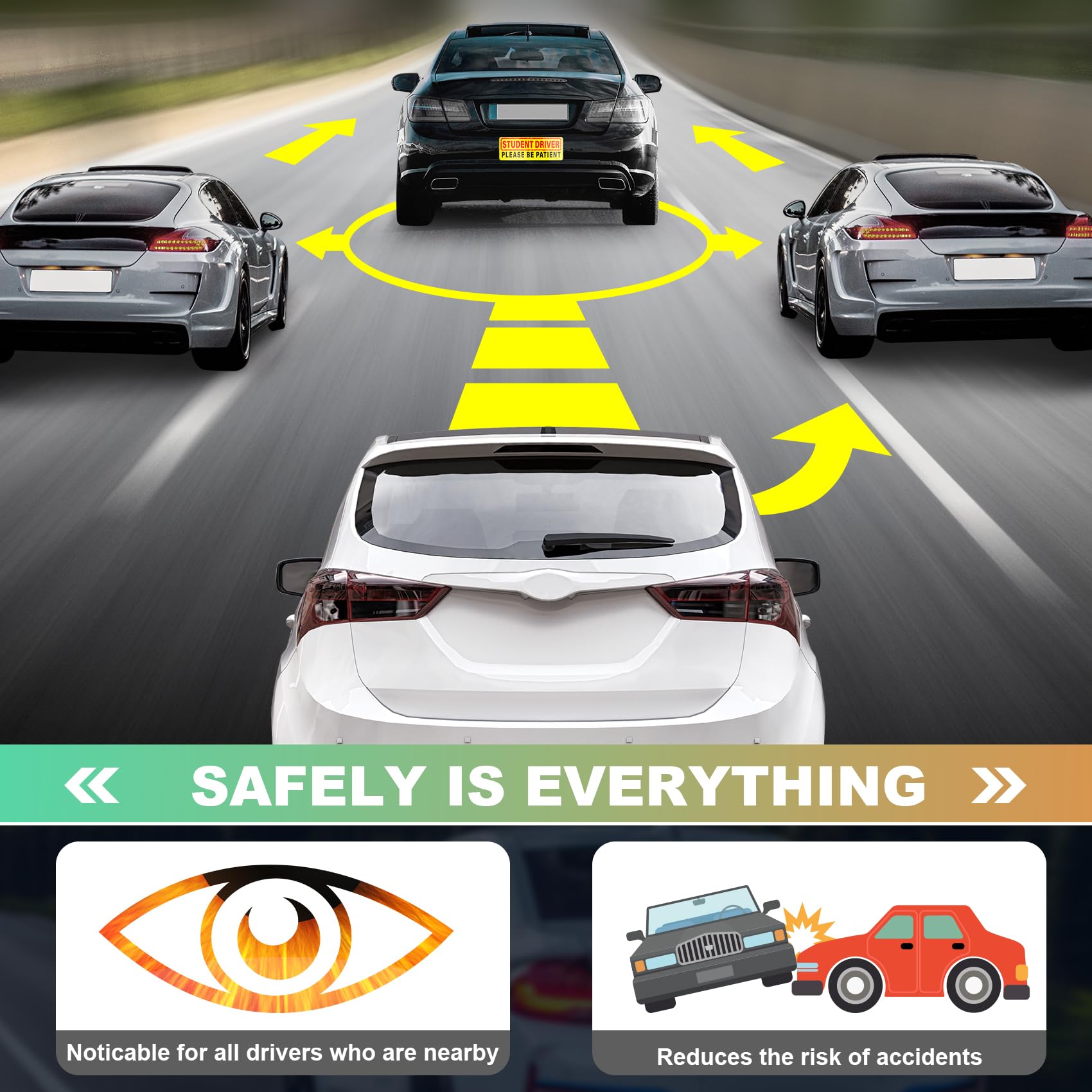 Student Driver Magnet For Car - Upgraded Please Be Patient Student Driver Vehicle Bumper Magnetic Sticker, Stronger Magnetic New