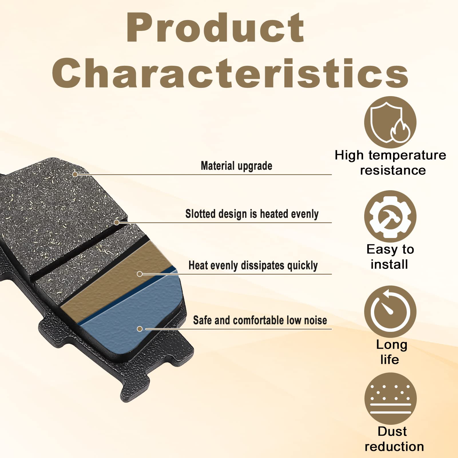 ZICOO Front and Rear Brake Pads for Honda VTX 1300 C R S Retro, VT1100C2 VT1100 C2 Shadow 1100 Sabre, VT 1300 CX Fury, VTX 1300S