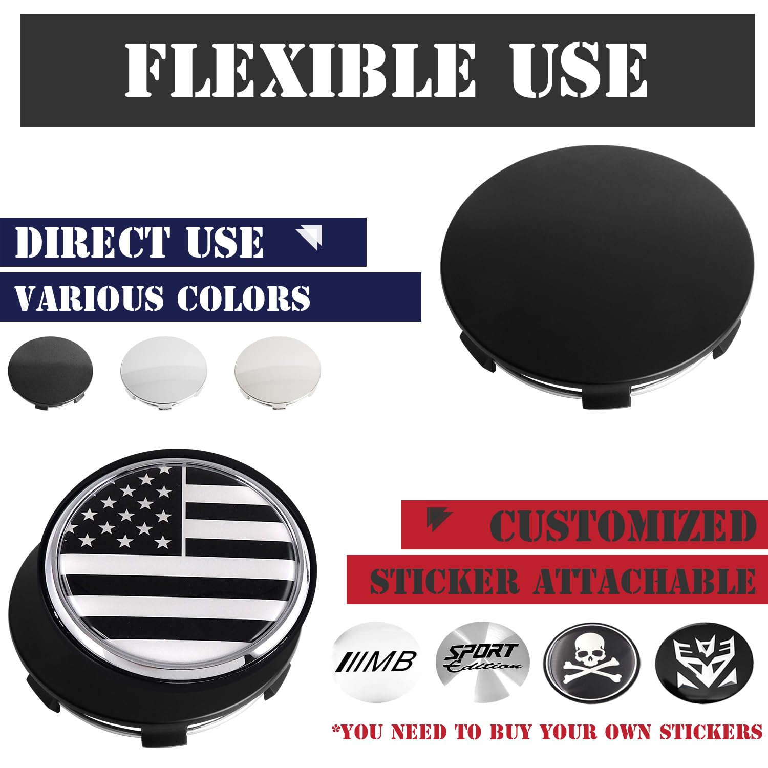 Kitspro 3.25Inch 83Mm Wheel Center Caps For Cadillac Chevrolet Chevy Gmc Escalade Colorado Tahoe Silverado Sierra 1500 Rim Hub C