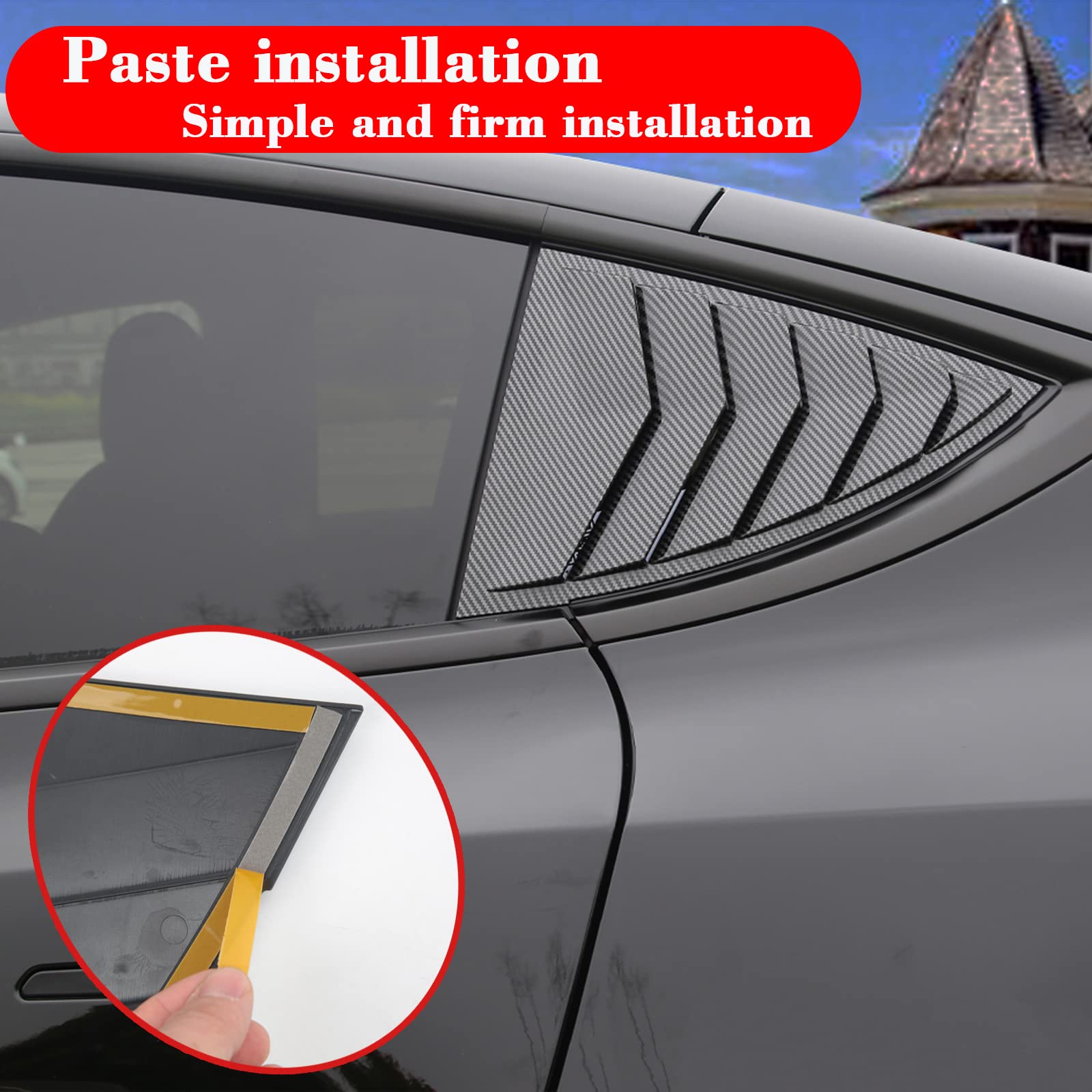 Yhcdsea For Model Y Side Window Louver Cover Sport Style For Tesla Model Y 2021 2022 2023 2024 Accessories (Glossy Carbon Fiber