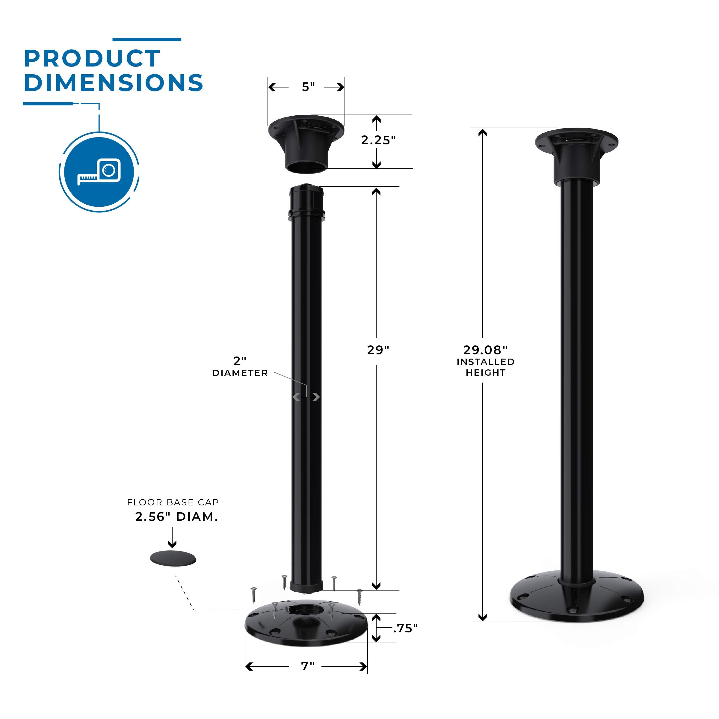 Manufacturers' Select Itc Redwood Table Leg System For Rv Or Boat (Black, 29'') Tl5000-B-29 (B07Vrfz393)