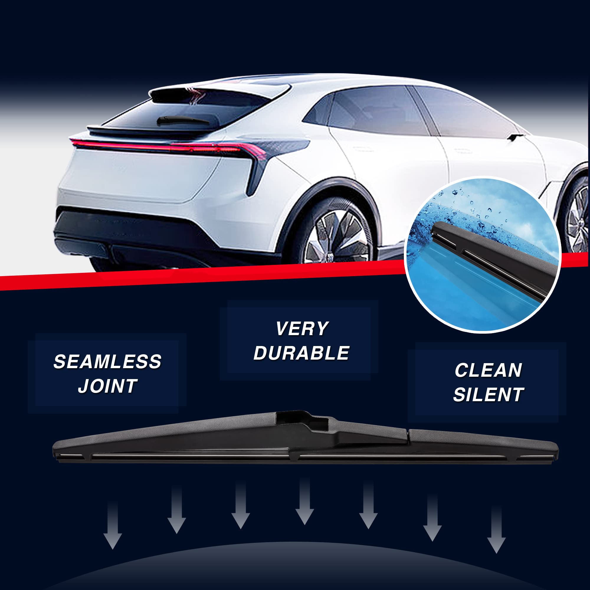 12''(12-A) Rear Wiper Blade Replacement For Toyota Rav4 2023-2019 Rav4 2012-2001 Highlander 2019-2001 Chevy Trax 2022-2013 Duran