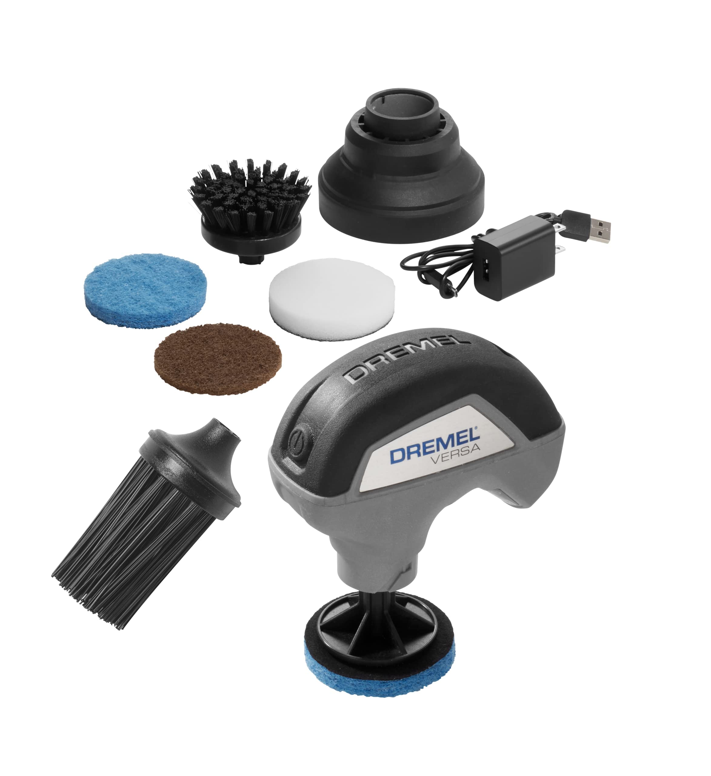 Dremel PC10-05 Versa 4-Volt Cordless Lithium-Ion Max Power Scrubber Automotive Cleaning Tool Kit - Includes 4 Pads, Bristle Brus
