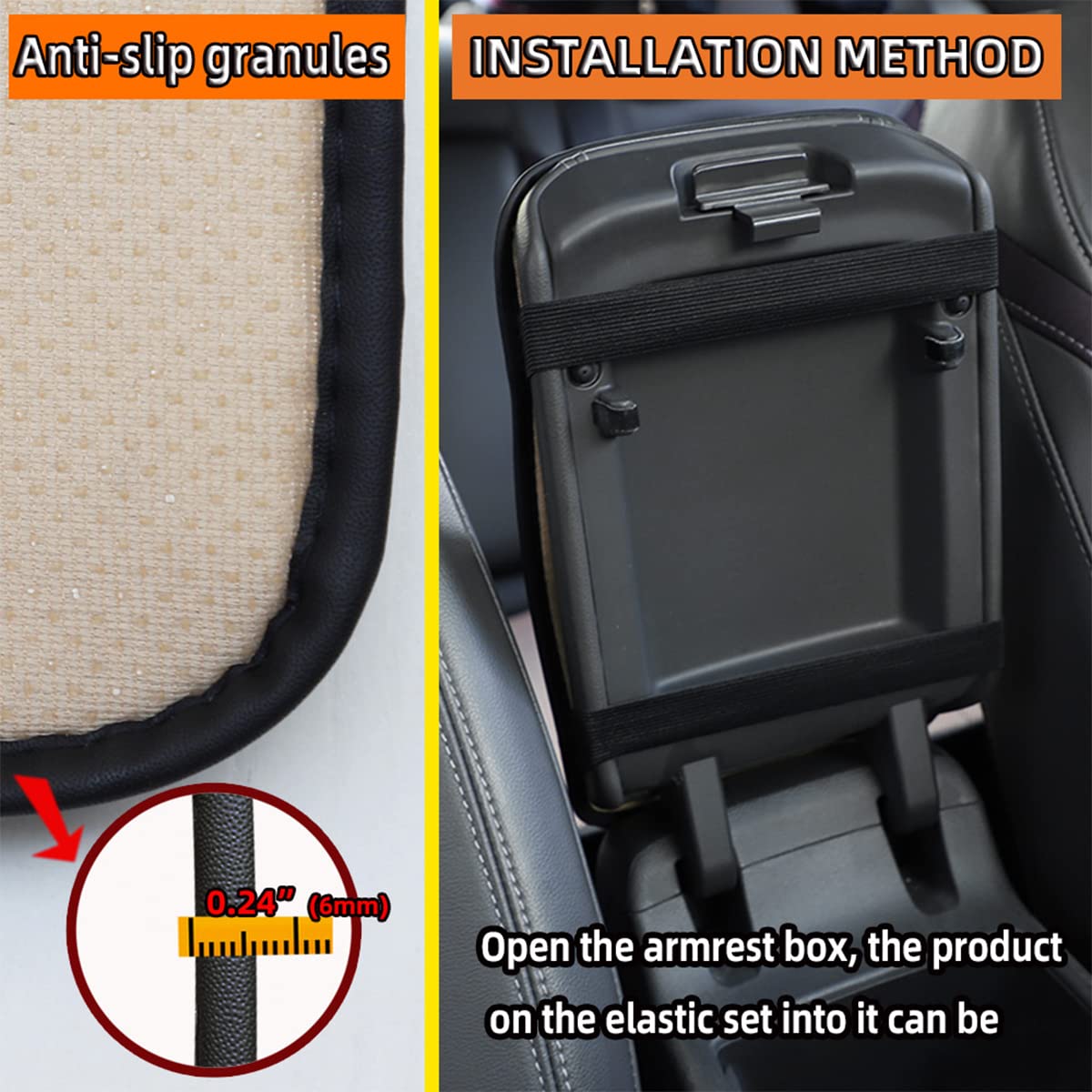 8Sanlione Car Center Console Cover, 12.6X7.5 Pu Leather Car Armrest Cover Universal Waterproof Center Console Pad, Car Accessories Interior Protection For Cars, Vehicles, Suvs (Beige)