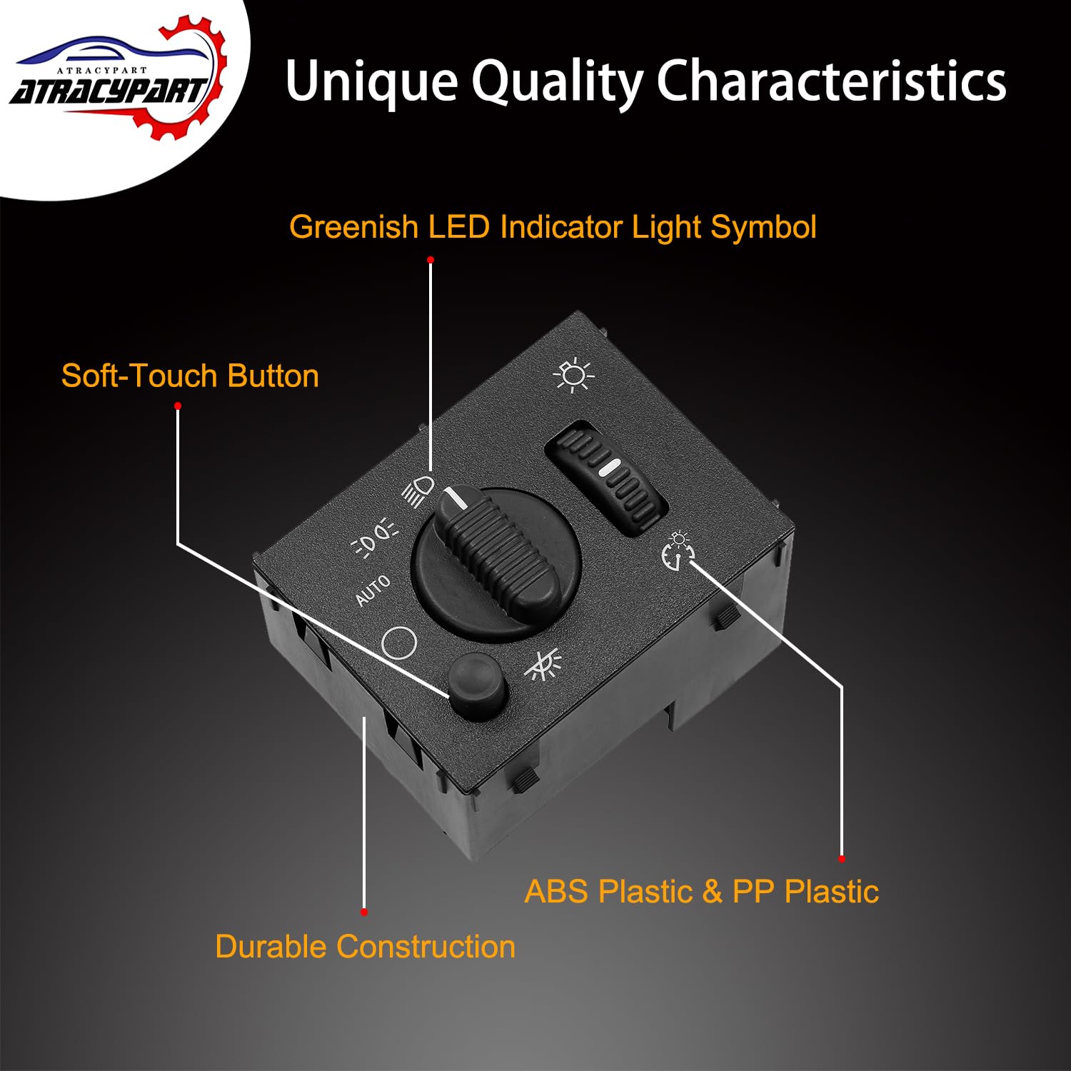 Headlight Switch Headlamp Dimmer Switch Greenish LED Light | for 2003-2007 Chevy Silverado Suburban Tahoe Avalanche GMC Sierra Y
