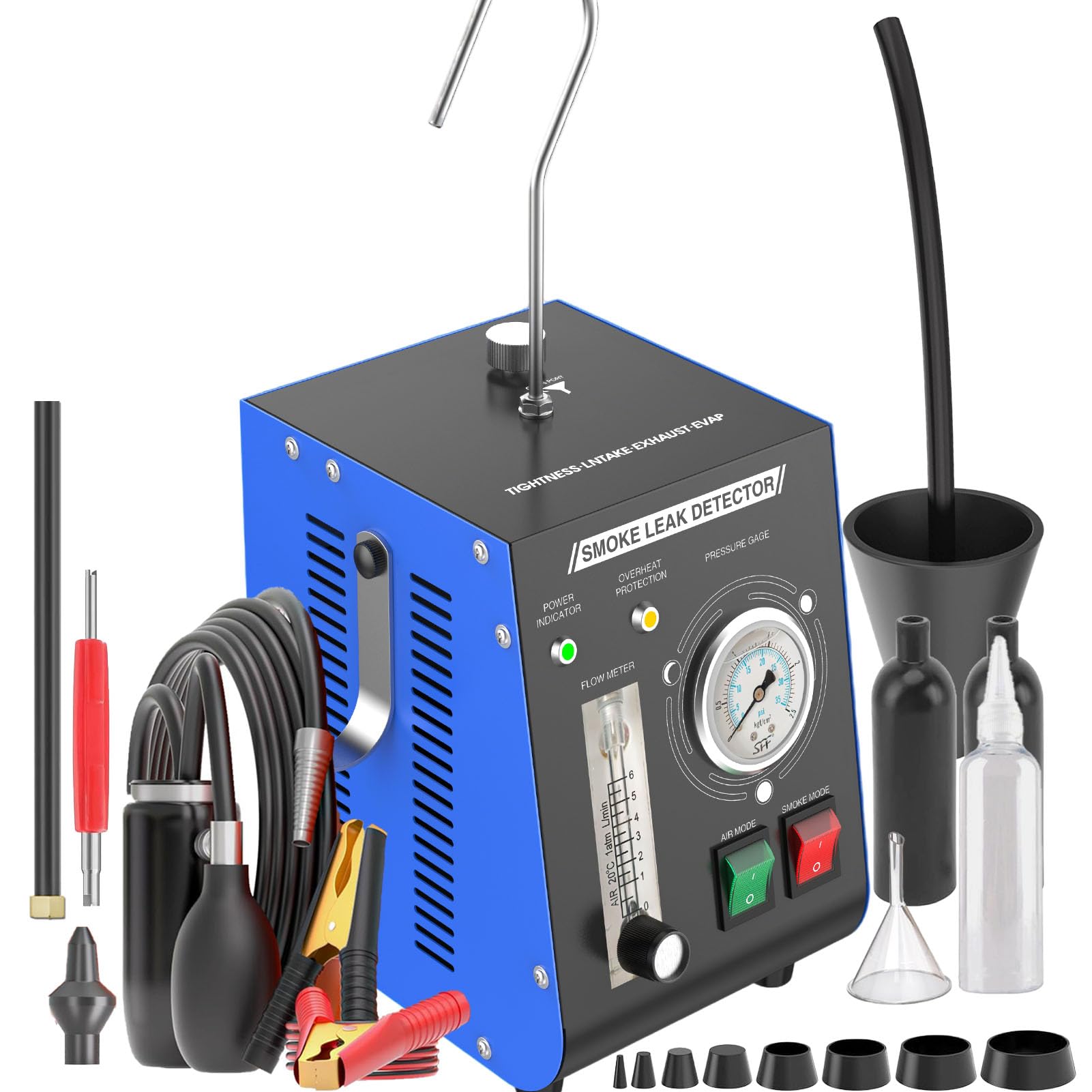 Automotive Smoke Machine, Professional Leak Detector Built-in Air Pump Flow Meter 19PSI Leak Diagnostic Tester Tool Unit Kit 12V