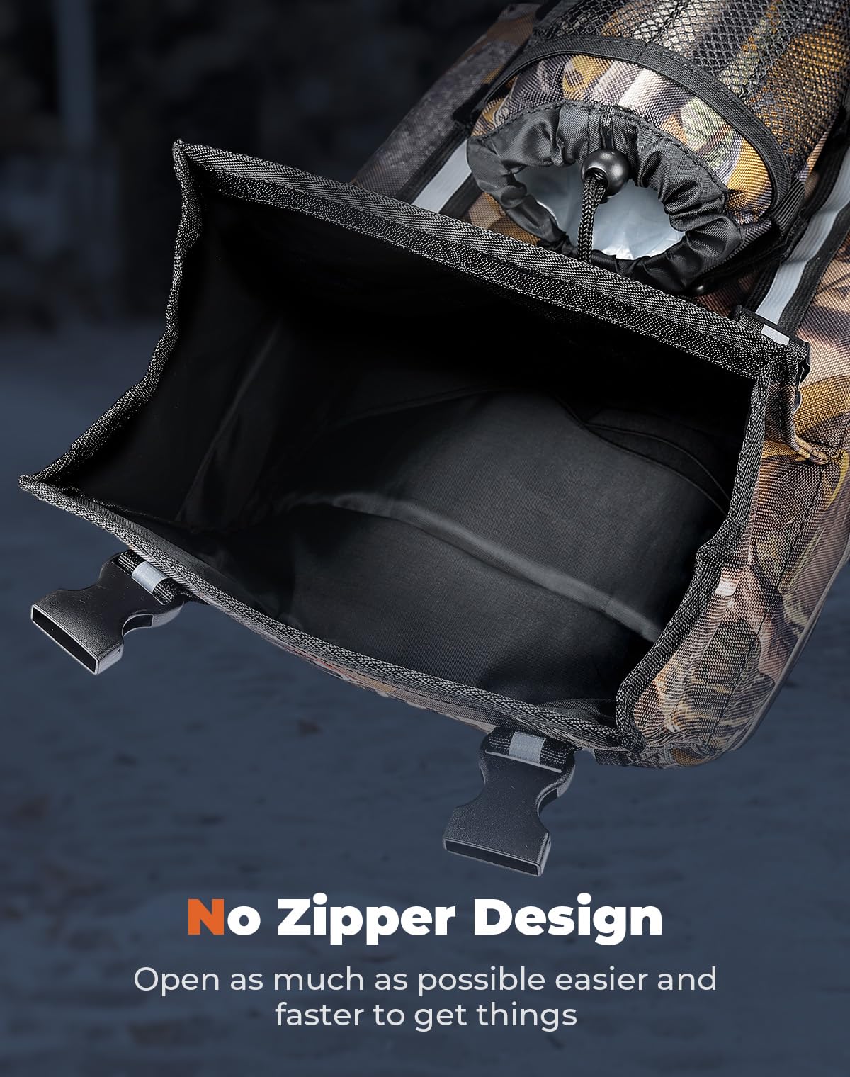 KEMIMOTO ATV Fender Bag - Large Camo Water-Resistant Storage with Drink Holder, Model B0113-06601-CM, Detachable Gear Bag