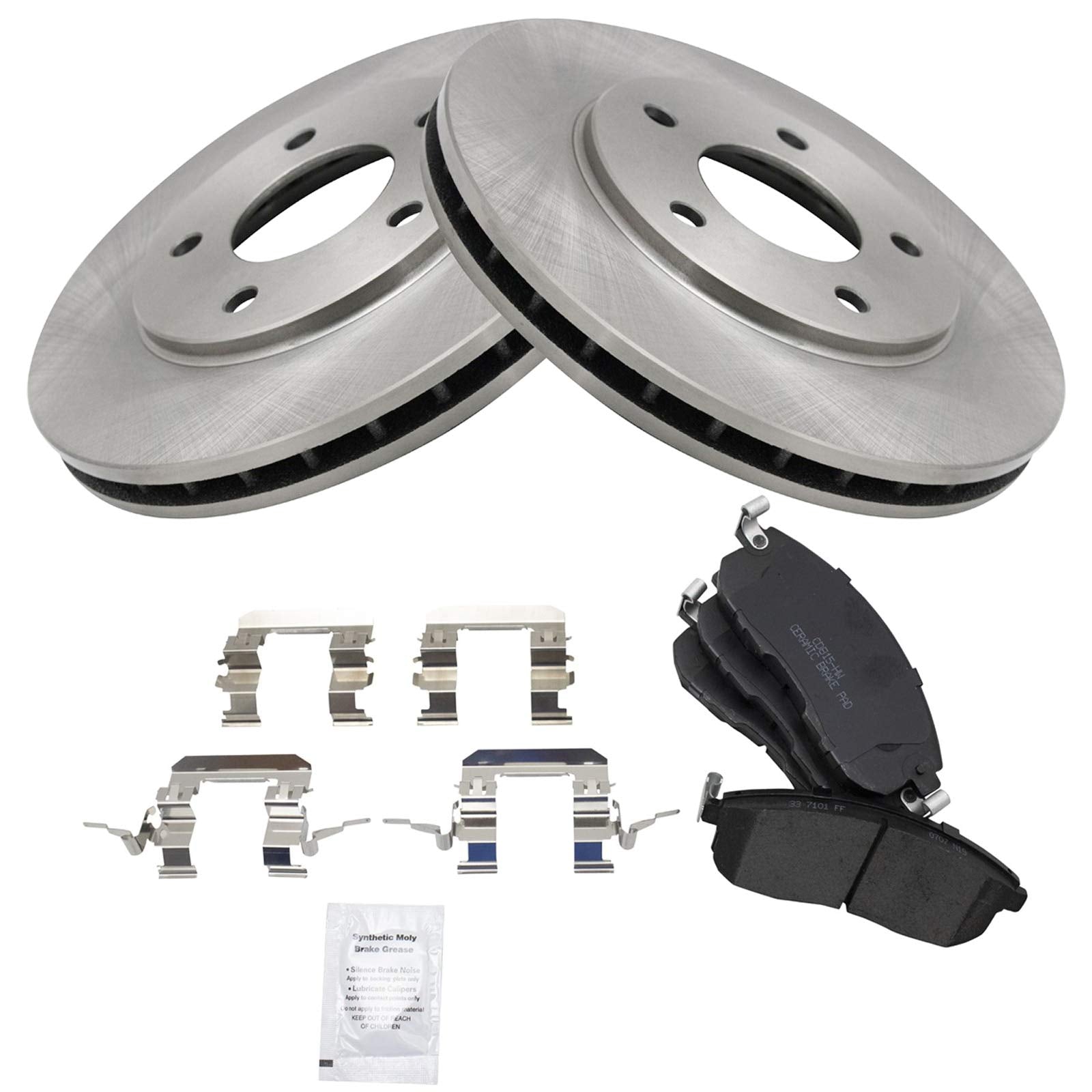 Trq Front Brake Pad & Rotor Kit Brake Pads Brake Rotor Ceramic Compatible With 2013-2019 Nissan Sentra