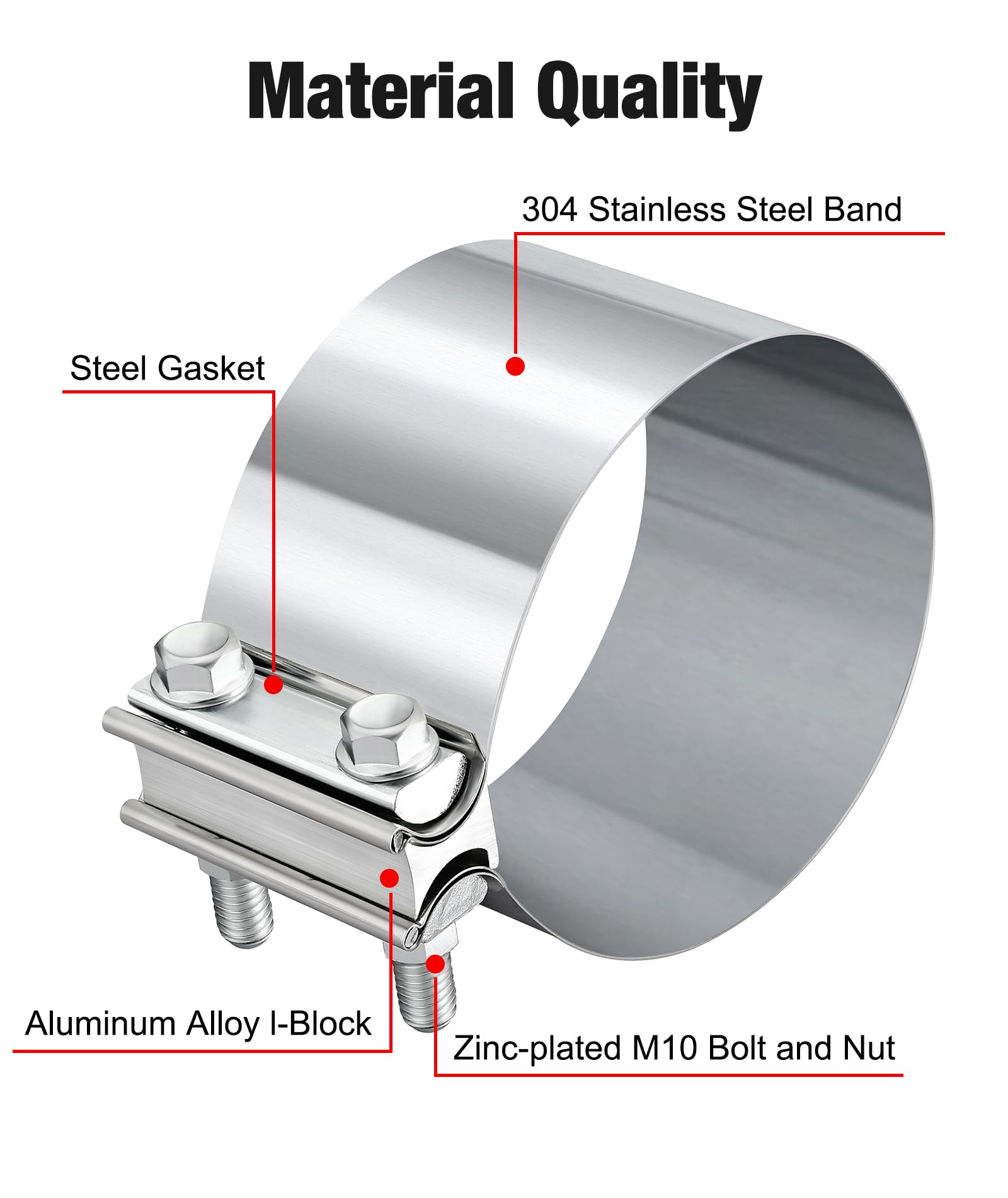 Evil Energy 4.0 Inch Exhaust Clamp,Butt Joint Band Clamp Sleeve Coupler Stainless Steel 2Pcs
